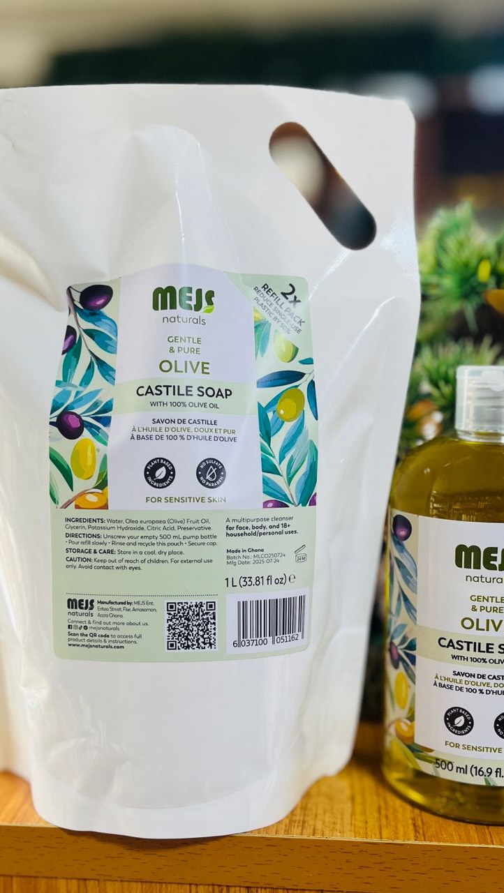 Good for your skin. Better for the planet. 🌍
Our Castile Liquid Soap Refill Pouches are designed to help you reduce waste—without compromising on purity or performance.
♻️ Less plastic. More purpose.
🌿 Plant-based
🫧 Gentle for face, body & hands
🔁 Refill your bottles. Reuse what you have.
Sustainability starts with small, intentional choices.
This is one of them.
#MEJSNaturals #SustainableSkincare #RefillCulture #EcoConsciousLiving #LowWasteBeauty
Website: www.mejsnaturals.com
📍: North Kaneshie Swanlake CPP junction.
📱/WhatsApp: 0540239747