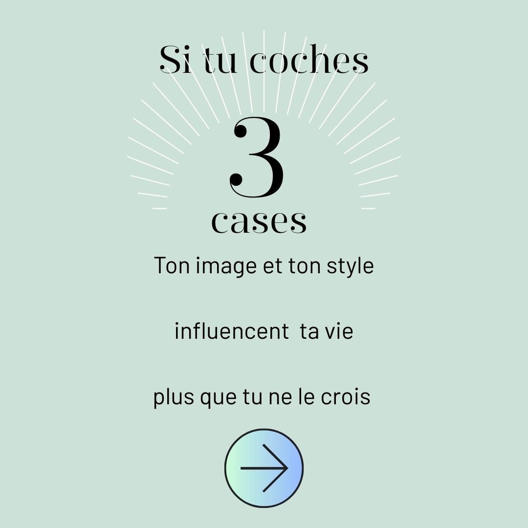 Si tu coches 3 cases ou plus, ton image te freine plus que tu ne le penses
Tu as beaucoup de vêtements… mais tu portes toujours les mêmes.
Tu hésites longtemps avant un rendez-vous important.
Tu achètes sur un coup de tête puis tu regrettes.
Tu te dis souvent “je n’ai rien à me mettre” devant une armoire pleine.
Tu évites certaines couleurs ou coupes sans vraiment savoir pourquoi.
Tu ne te sens pas totalement alignée entre qui tu es et ce que tu renvoies.
Tu admires le style des autres mais tu ne sais pas comment l’adapter à toi.
Tu aimerais te sentir plus sûre de toi… sans en faire trop.
Alors? tu coches au moins 3 cases, bienvenue je peux t'aider!
Ebook gratuit dans ma bio
