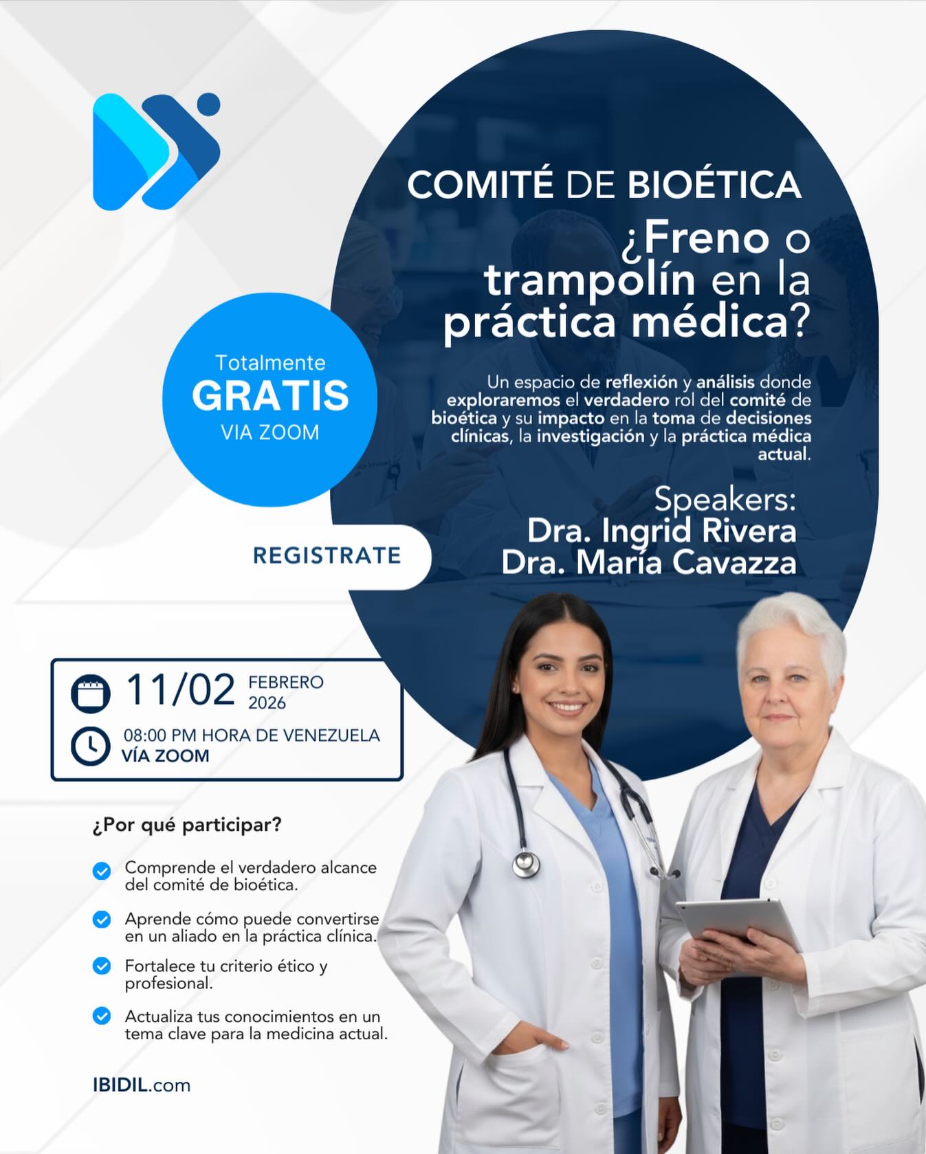 ¿Sabías que la bioética es tu mejor aliado para una práctica médica segura y humana?
En un mundo donde la tecnología avanza todos los días, detenerse a reflexionar nos da claridad. Por eso queremos invitarte a un espacio para discutir sobre bioética y su impacto a la hora de elevar la calidad de nuestras prácticas.
Este miércoles 11 de febrero, @draingridderma y la doctora @mcavazza nos ayudarán a profundizar nuestros conocimientos sobre el tema.
¡Conéctate y transforma tu perspectiva! 🚀
¿CUÁNDO?
🗓️ Miércoles 11 de febrero de 2026
🕗 8:00 PM (Hora Venezuela)
📍 ZOOM - GRATIS