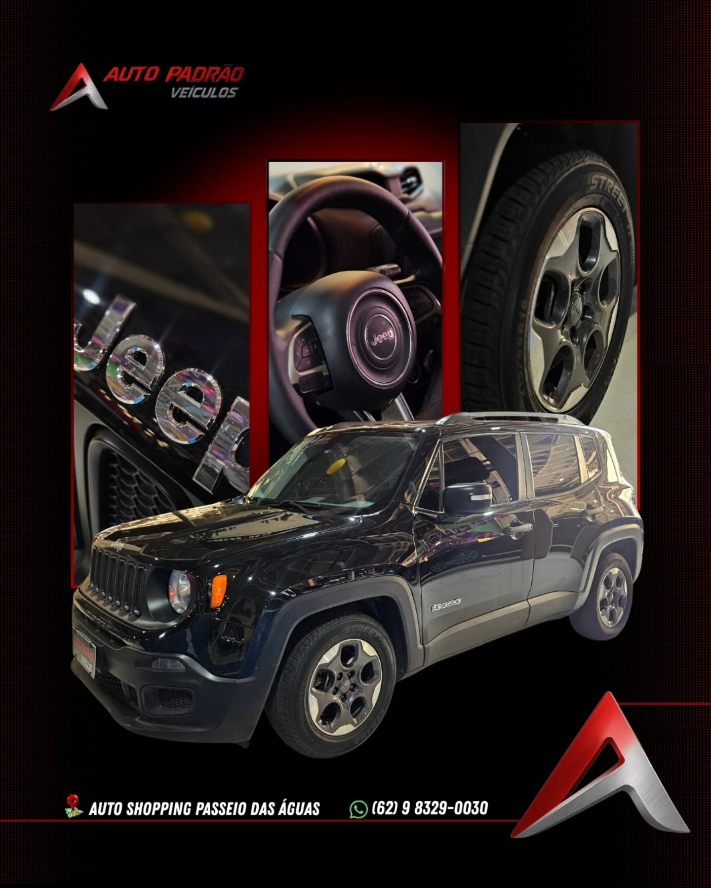 RENEGADE 1.8 SPORT
Ano/Modelo: 2018/2018
Câmbio: Automático
Combustível: Flex
Cor: Preto
Lugares: 5
R$68.900,00
Facilitamos a entrada
Financiamos com as melhores taxas
Aceitamos seu carro no negócio.
Entre em contato para maiores informações:
(62) 9 8329-0030
Auto Padrão Veículos Auto Shopping Passeio das Aguas Goiânia - GO.
#renegade #jeep #renegadesport #autopadrãoveículos #carroseminovos