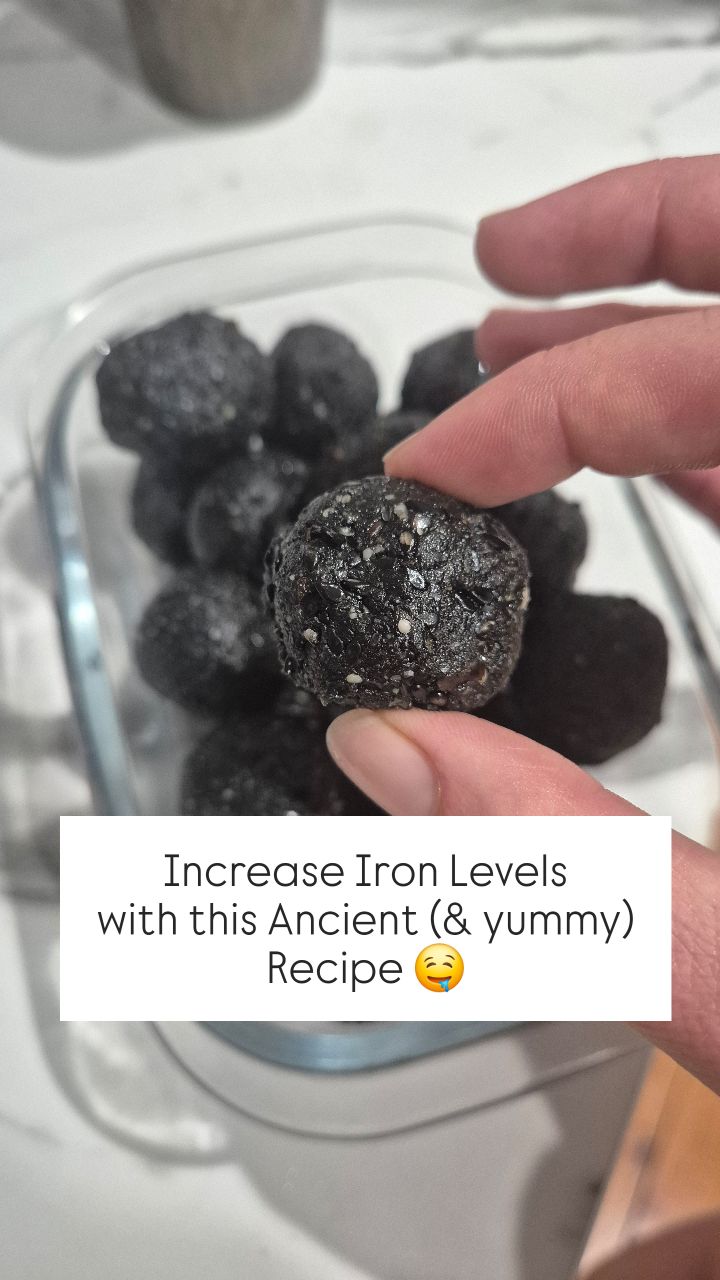 Low iron?
Save this. 🤎
These little iron balls are one of my favourite food-based ways to rebuild depleted iron levels - gently and effectively.
Why this works so well:
• Black sesame seeds are naturally rich in iron and minerals. In Ayurveda, they are deeply building and support blood (rakta dhatu) formation.
• Dates provide iron and natural vitamin C cofactors that help improve iron absorption. They also build ojas - your deep vitality reserve.
• Jaggery (traditional unrefined cane sugar) contains trace iron and supports haemoglobin production more effectively than refined sugar.
• Ghee improves nutrient absorption and supports digestion. If your digestion is weak, you won’t absorb iron properly - no matter how much you take.
Iron deficiency isn’t just about intake. It’s about absorption. Healthy digestion, mineral cofactors, and whole-food sources matter.
Low iron is often linked to depleted rasa and rakta dhatu. This recipe nourishes both.
The formula:
3-5 fresh medjool dates
1/2 cup black sesame seeds
1 tbsp ghee
1 tbsp jaggery
Lightly toast the sesame seeds in ghee, then ground all the ingredients in a mortar and pestle until they're in paste form. Roll into bite size balls.
Have 2 balls daily.
Best taken mid-morning or mid-afternoon - not with coffee or tea.
Gentle. Building. Sustainable.
Save this for later 🤎
With love,
Jade Cx
#lowiron #ayurvedalifestyle #holistichealing #foodismedicine #dateballs