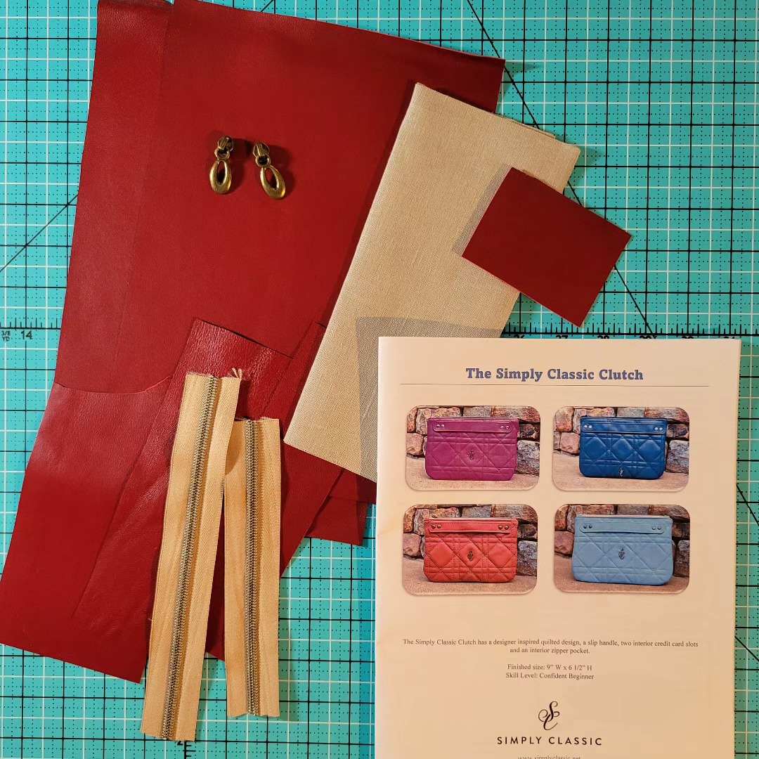 My next project is the Simply Classic Clutch! I met this pattern designer at Paducah this year. I wasn't going to stop at her booth because the materials were mainly leather....I am so glad I did. She had a variety of leather pieces and beautiful patterns. I wasn't sure I could sew leather on my domestic machine but I thought lets give it a whirl. So I purchased two patterns, this kit, and 2 rolls of leather for the backpacks I will be making next. I am starting with the kit so I can test the waters. I am a pretty confident bag maker, so it will be up to my machine. The machine I will be sewing on is the Paff Icon. Wish me luck!
#simplyclassic #simplyclassicclutch #pfafficon #domesticmachine #sewingleather #sewingleatherbags