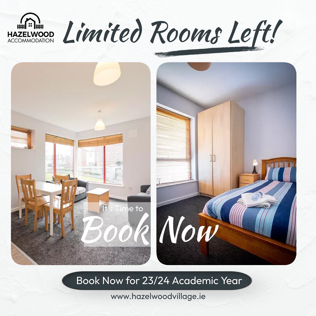 We are down to limited rooms now! Make sure you you get in touch and book for 23/24! #studentaccomodation #dublin #booknow #student