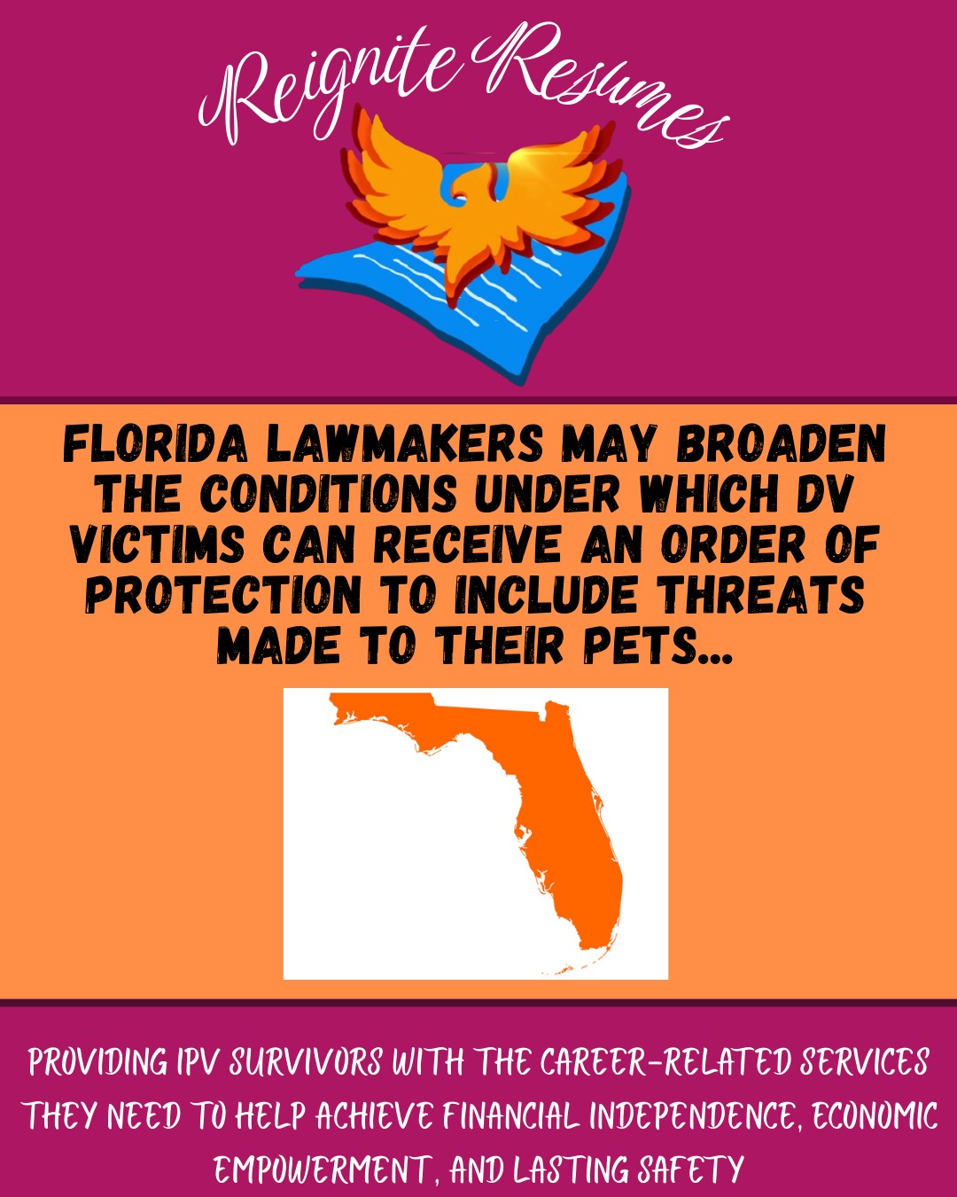 In Florida, lawmakers are evaluating several bills that address animal cruelty and domestic violence--two issues that are highly correlated, according to research.
Check out our post to learn more about this link and proposed bills that could make a difference for survivors and their pets.
#reigniteresumes #npo #nonprofit #youthled #femaleled #resume #resumes #recruitment #domesticviolence #ipv #youthleaders #youthleadership