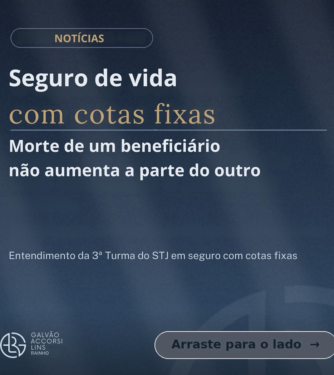 📌 STJ: Seguro de vida com cotas fixas — a morte de um beneficiário não aumenta a cota do outro
A 3ª Turma do STJ decidiu que, quando a apólice define cotas fixas para cada beneficiário, a parcela destinada a quem faleceu antes do segurado não é automaticamente incorporada à cota do beneficiário sobrevivente.
✅ No caso julgado:
O segurado indicou os pais como beneficiários (50% para cada). A mãe faleceu antes dele. Com o óbito do segurado, a seguradora pagou 50% ao pai e 50% aos herdeiros do segurado. O pai tentou receber 100%, mas o STJ manteve o rateio conforme as cotas.
A relatora, ministra Nancy Andrighi, destacou que a fixação de cotas revela a vontade do segurado: cada beneficiário recebe apenas o seu quinhão. E sinalizou que, se não houvesse cotas, a solução poderia ser diferente.
🧩 Na prática: seguro de vida também é planejamento patrimonial. A forma de indicar beneficiários (com ou sem cotas) pode mudar completamente o destino do valor.
Acompanhe o GALR para mais conteúdos sobre família, sucessões e proteção patrimonial.
#SeguroDeVida #PlanejamentoSucessorio #DireitoDeFamilia #DireitoDasSucessoes #STJ #ProtecaoPatrimonial #GestaoDeRiscos #GALRAdvogados
