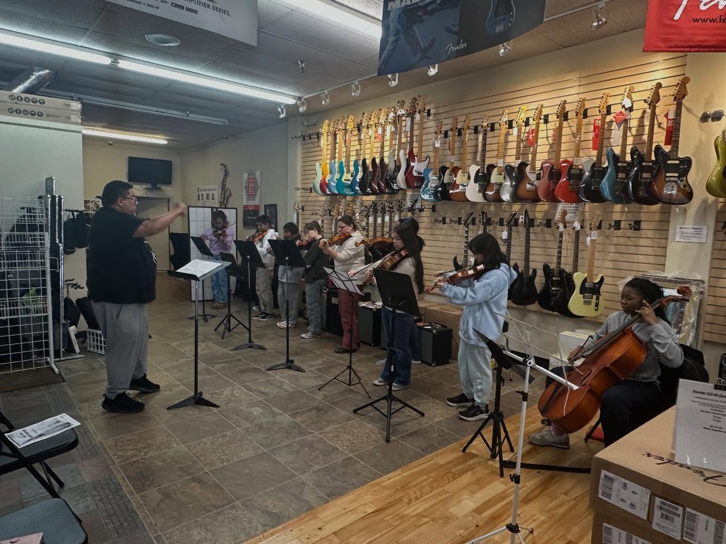 Saturday morning rehearsal for the Christmas Concert! This was the first time at DCM that we put together large strings groups, one beginner group and one intermediate group, with around 30 students in total! Planning to do more of these in the future!