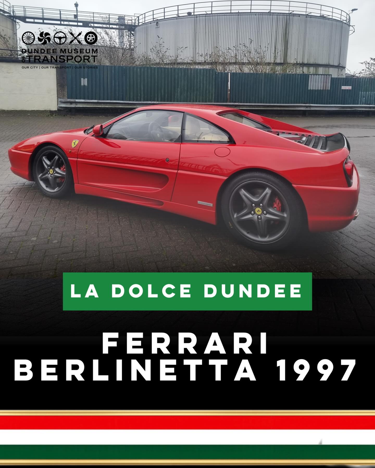 🚗🇮🇹 We’re introducing you to the cars of La Dolce Dundee: Speed, Style and Italian Spirit!
We’re kicking things off with something very special - a 1997 Ferrari Berlinetta!
Produced during a golden era for Ferrari, the 1997 Berlinetta is all about balance - sharp performance, elegant design and a driving experience that still feels thrilling decades on. With its classic proportions and unmistakable Ferrari presence, this is a car that captures the spirit of Italian motoring at its peak.
You can see this amazing Ferrari Berlinetta up close as part of our latest exhibition, celebrating speed, style and Italian automotive passion.
📍 Dundee Museum of Transport, Market Mews
📆 Friday to Monday’s, 10am-4.30pm
🎟️ www.dmoft.co.uk/visit