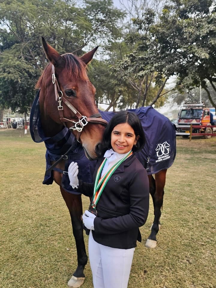 Aurum Tokas of Mount Carmel School, Anand Niketan shines at the Junior National Equestrian Championship, winning 🥇 Gold in Show Jumping and 🥉 Bronze in Dressage at the Army Equestrian Centre.
#MountCarmelSchool #ProudMoment #AurumTokas #EquestrianChampion #ShowJumping #Dressage #StudentAchievement