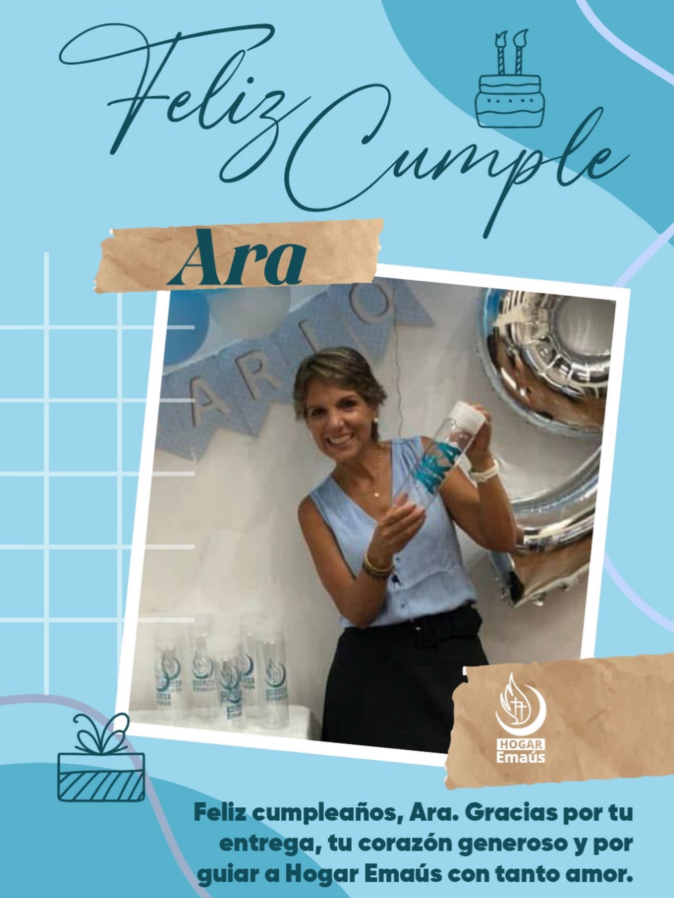 Hoy celebramos la vida de Ara 💜
Gracias por tu corazón generoso, tu forma tan humana de guiar y por ser luz, apoyo y esperanza para tantas personas.
Tu liderazgo nace del amor y se siente en cada gesto.
De parte de todos en Hogar Emaús, te deseamos un cumpleaños muy feliz y un año lleno de bendiciones, paz y alegría. ✨
🎉 ¡Feliz cumpleaños! 🎉