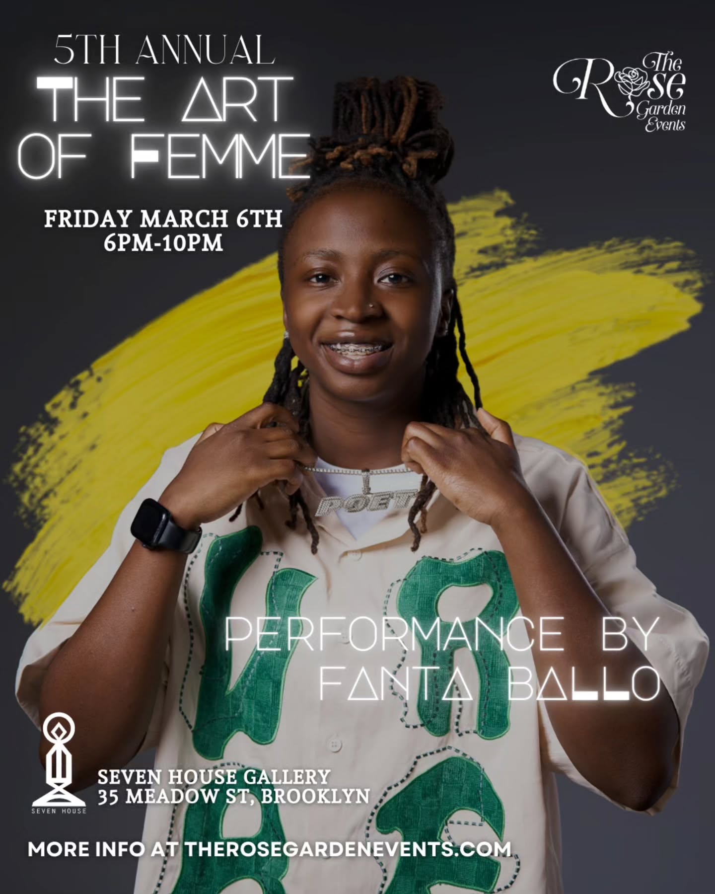 ✨ The stage is about to catch FIRE. ✨ We’re honored to welcome Fanta Ballo to this year’s Art of Femme lineup @fantaratty
A captivating motivational speaker, award-winning spoken word artist, and author of For All The Things I Never Got To Say, Fanta doesn’t just perform, she awakens possibility. Her words light paths, call dreams forward, and remind us that our voices matter.
Ee cannot wait for her to bring that energy to Art of Femme.
🎟️ Tickets → Link in bio
#ArtOfFemme #FantaBallo #SpokenWord #RoseGardenEvents #WomenInTheArts