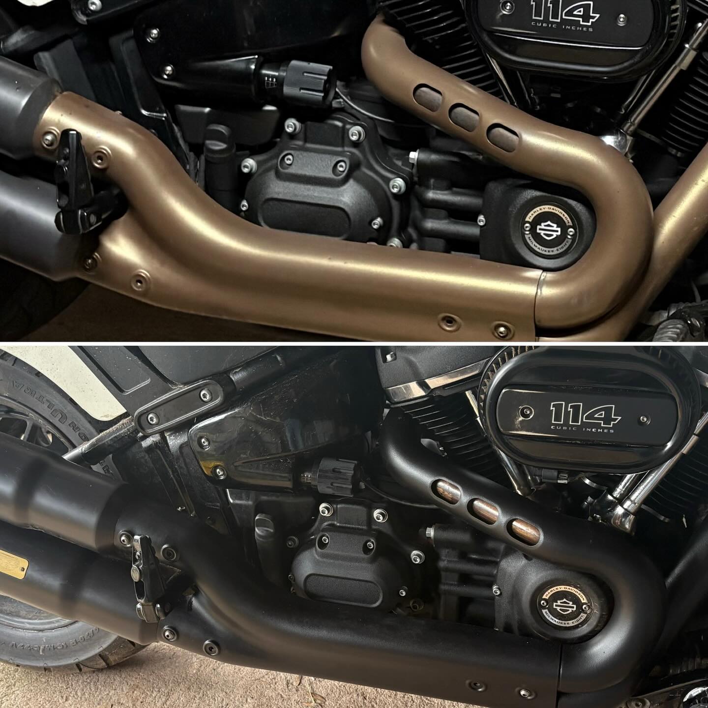 Spot the difference… #spotthedifference #HarleyDavidsonGenuineParts #heatshield