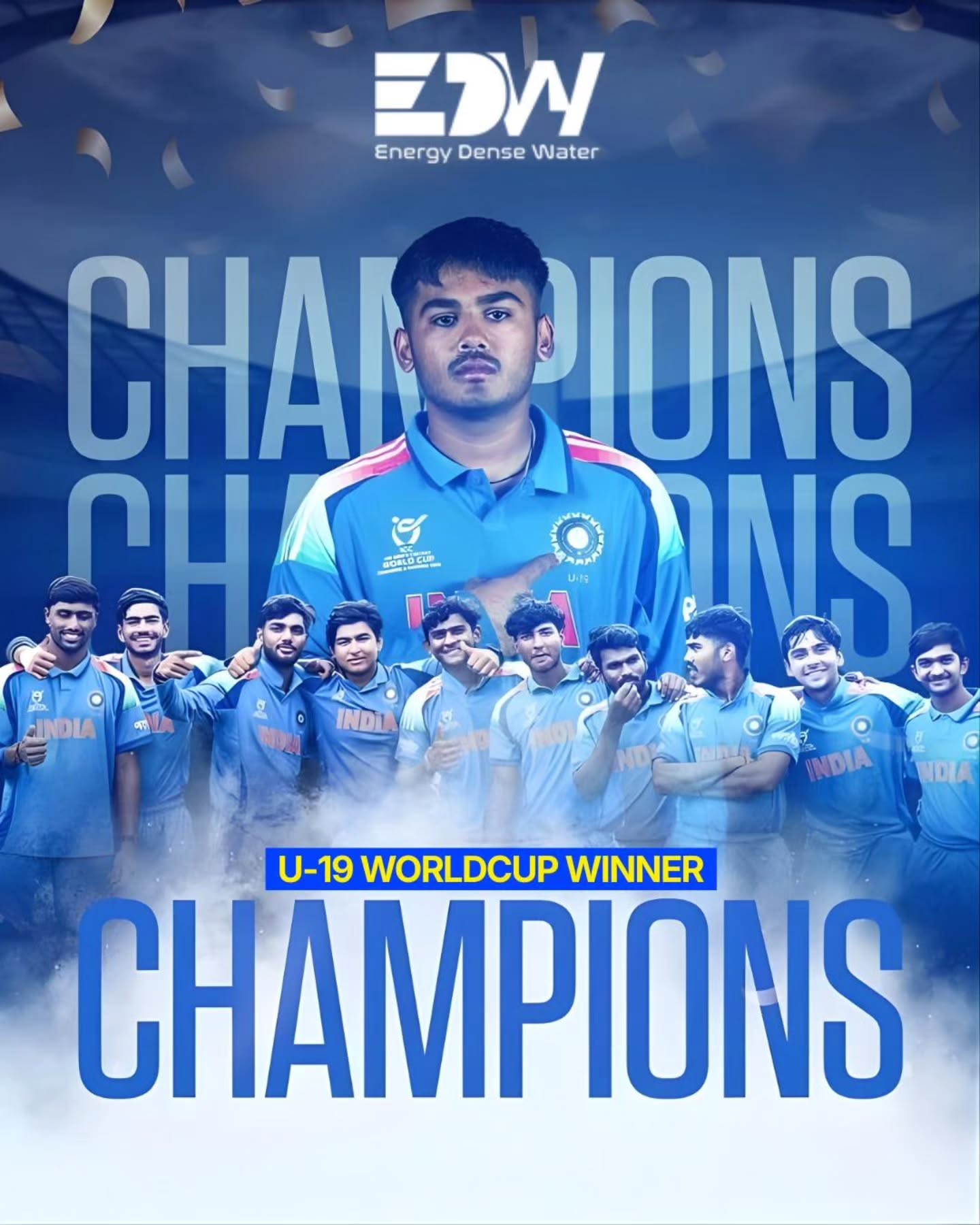 Champions in blue 💙🇮🇳
A historic win powered by passion, discipline, and teamwork. The U-19 squad played fearless cricket, handled pressure like pros, and made the nation proud on the world stage. This victory marks the rise of future stars and a golden chapter in Indian cricket history. U-19 World Cup Winners 🏆
#U19WorldCup #Champions #TeamIndia #IndianCricket #WorldCupWinners