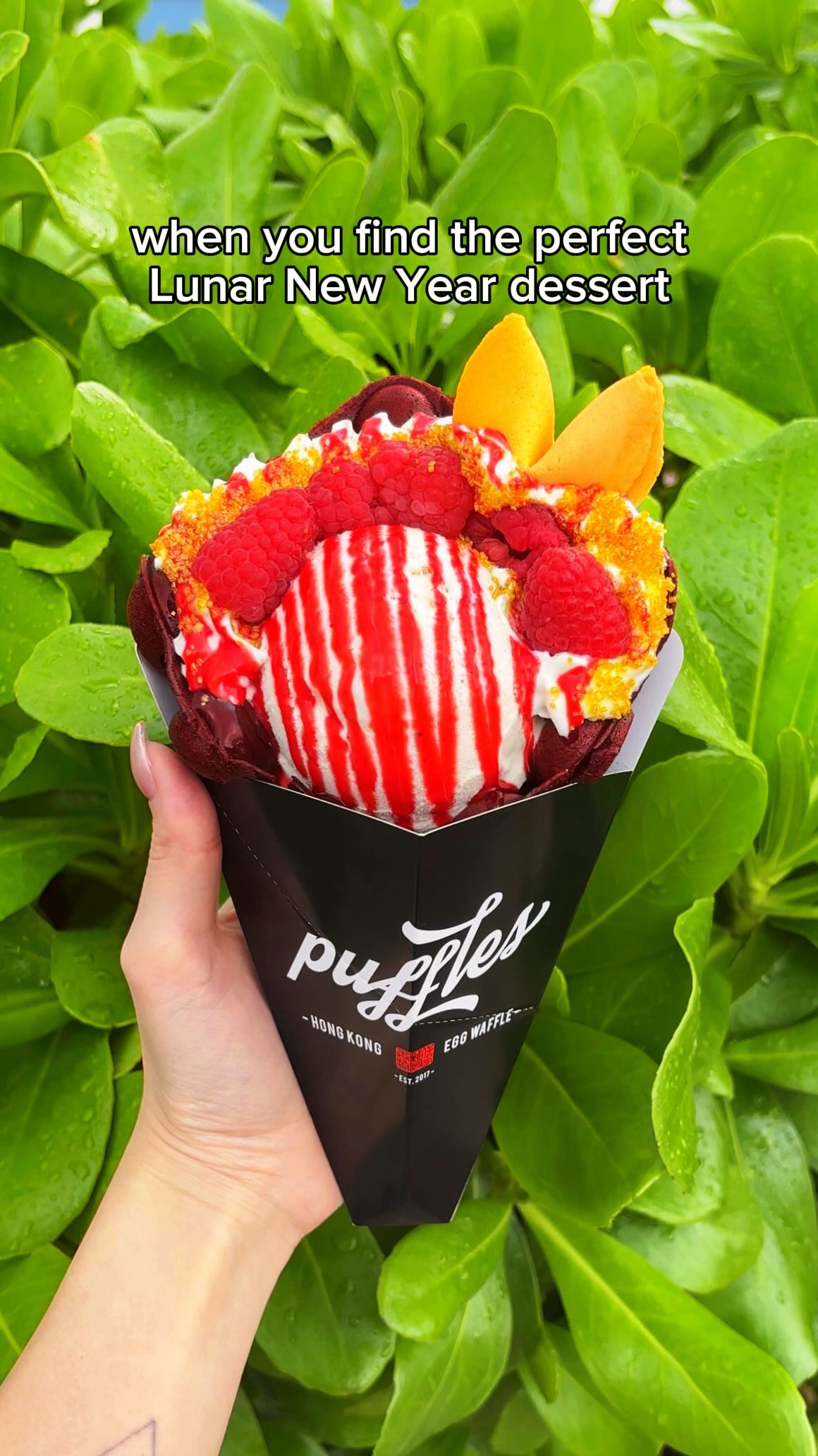 Introducing our Lunar New Year waffle cone: Sweet Fortune🧧✨
Sweet Fortune features our red velvet bubble waffle, vanilla bean ice cream, and red & gold festive toppings to bring you sweetness and good luck with every bite🍀😋
#puffles #bubblewaffle #lunarnewyear #lunarnewyeardessert #lunarnewyeartreats