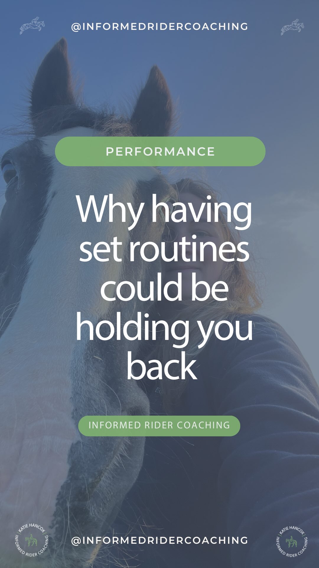Are your routines helping or hindering you?
Perfectionism is procrastination masquerading as quality control
Having hardcore routines makes you fragile.
If you have such a set routine and then for whatever reason you can’t then carry out that routine, because life happens, more often than not it’s damaging to the mindset.
You feel like you have failed. Because you’ve not stuck to the plan or routine or task.
Having routines and processes to follow are an important part to success but they aren’t necessary or sufficient to be effective.
If you make your routine a requirement to function then that is where your negative ramifications come in from the belief that you must have it to succeed - this is what makes you fragile.
Instead view all of your optimal approaches as preferences.
What do you prefer to do when it comes to your horses and routines?
Let me know below 👇🏼
Katie