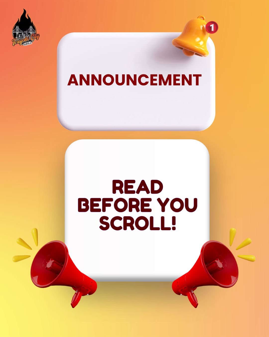 🚨 IMPORTANT 🚨
This page is not our main account.
To stay updated on specials, new menu items, and exclusive offers, make sure you're following our official page 👉 @teriyakicitygrill
Don’t miss out go follow @teriyakicitygrill now! ✅
#haywardeatslocal #bayareafoodie #bayareaeats #haywardeats #downtownhayward #haywardfoodies #teriyakicitygrill