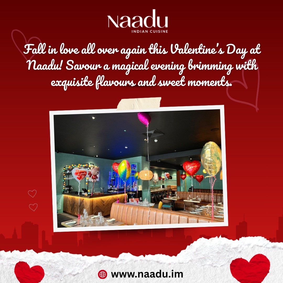 Love is in the air at Naadu!
Celebrate this Valentine’s Day with a magical evening filled with exquisite Indian flavours, beautiful ambience and unforgettable moments.
Reserve your table now and make it a night to remember.
www.naadu.im
#ValentinesDay #NaaduIm #DateNight #LoveAndFlavours #RomanticDinner
