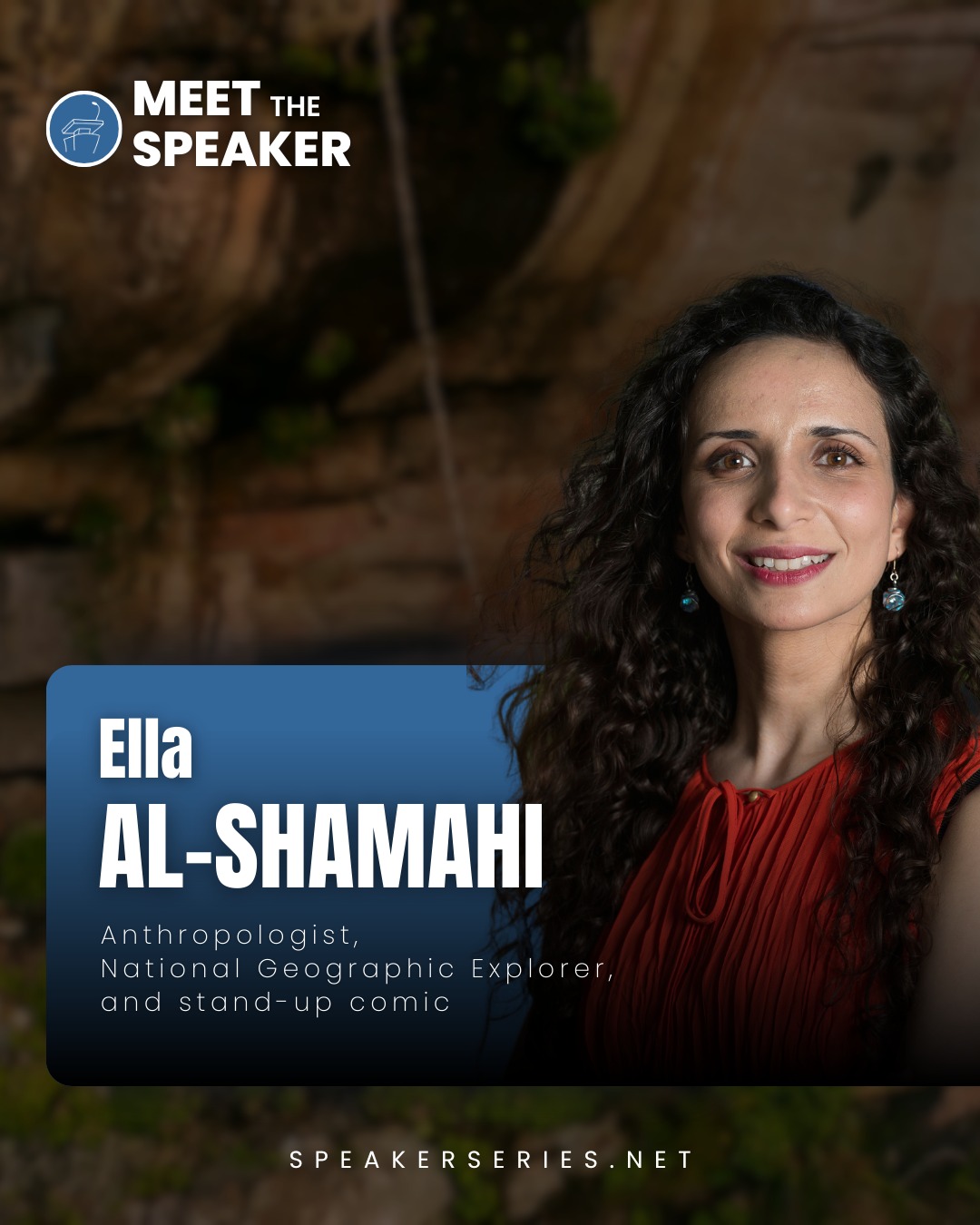 We continue the 2025–2026 season with a voice that takes us far beyond the familiar.
This month, MPSF welcomes Ella Al-Shamahi — an anthropologist, National Geographic Explorer, and stand-up comic whose work spans ancient caves, modern conflict zones, and the frontiers of science. Her stories blend deep research, lived experience, and unexpected humor to illuminate parts of the world rarely seen.
This is an evening that invites curiosity, courage, and a deeper understanding of what it means to explore.
Marin | February 16
Oakland | February 17 (pro-rated tickets available at speakerseries.net*)
Peninsula | February 18
*Sold as a series only.