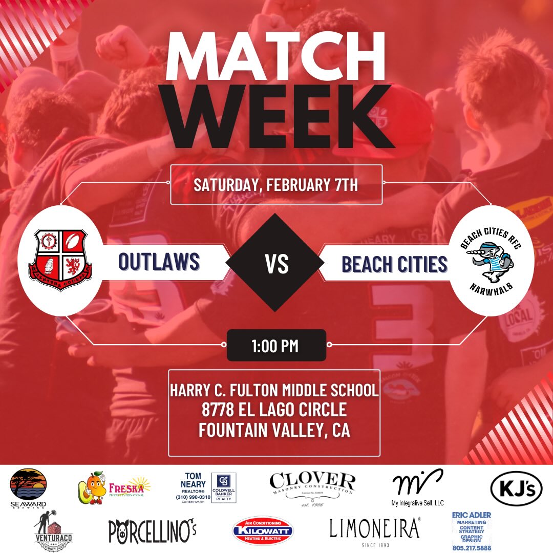 The Outlaws are back after the bye week and looking to get back in the win column after the loss 2 weeks ago to Santa Barbara.
WE ARE!
