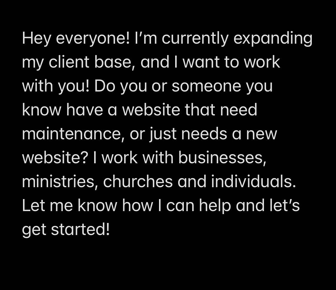 Message me today and let me know how I can help you! #websitebuilder #websiteupdate #wixwebsite #wordpress