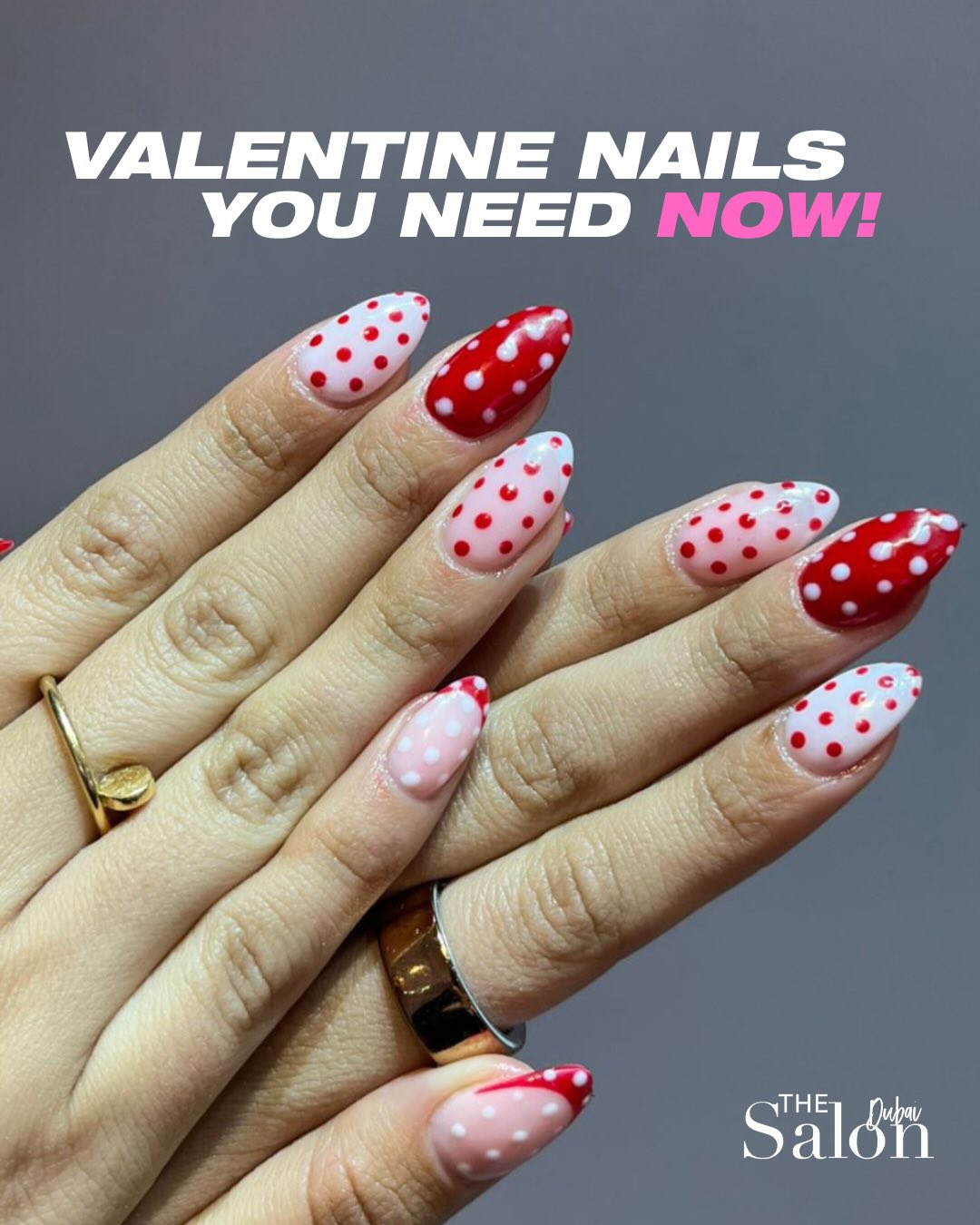 VALENTINE NAILS YOU NEED NOW ❤️💅
Soft nude, classic French, red tips & the cutest heart details… we’re obsessed 😍
Whether you’re keeping it classy or going full Valentine vibes, these nails are made to be noticed ✨
Perfect for date night, girls’ brunch or just because 💖
💅 Gel Mani Pedi — AED 189
❤️ Nail art from AED 10
📍 12 locations across Dubai
📩 DM us to book — Valentine’s slots are filling FAST
Prices subject to 5% VAT
#TheSalonDubai #ValentinesNails #DubaiNails #FrenchTips #NailArtDubai DubaiGirls PinkNails
