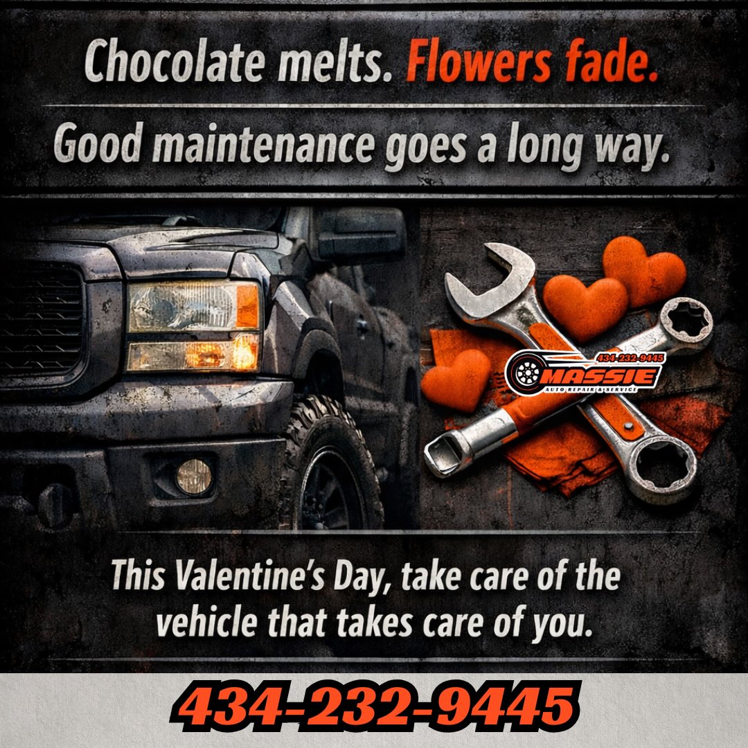 Chocolate melts. Flowers fade.
Good maintenance goes a long way.
This Valentine’s Day, take care of the vehicle that takes care of you.
From getting you to work, to hauling the kids, to handling everyday life — your car does a lot. Show it a little love with routine maintenance you can trust.
Call us or book your next appointment online at Massieauto.con
#valentinesday #chocolate #autoshop #localbusiness