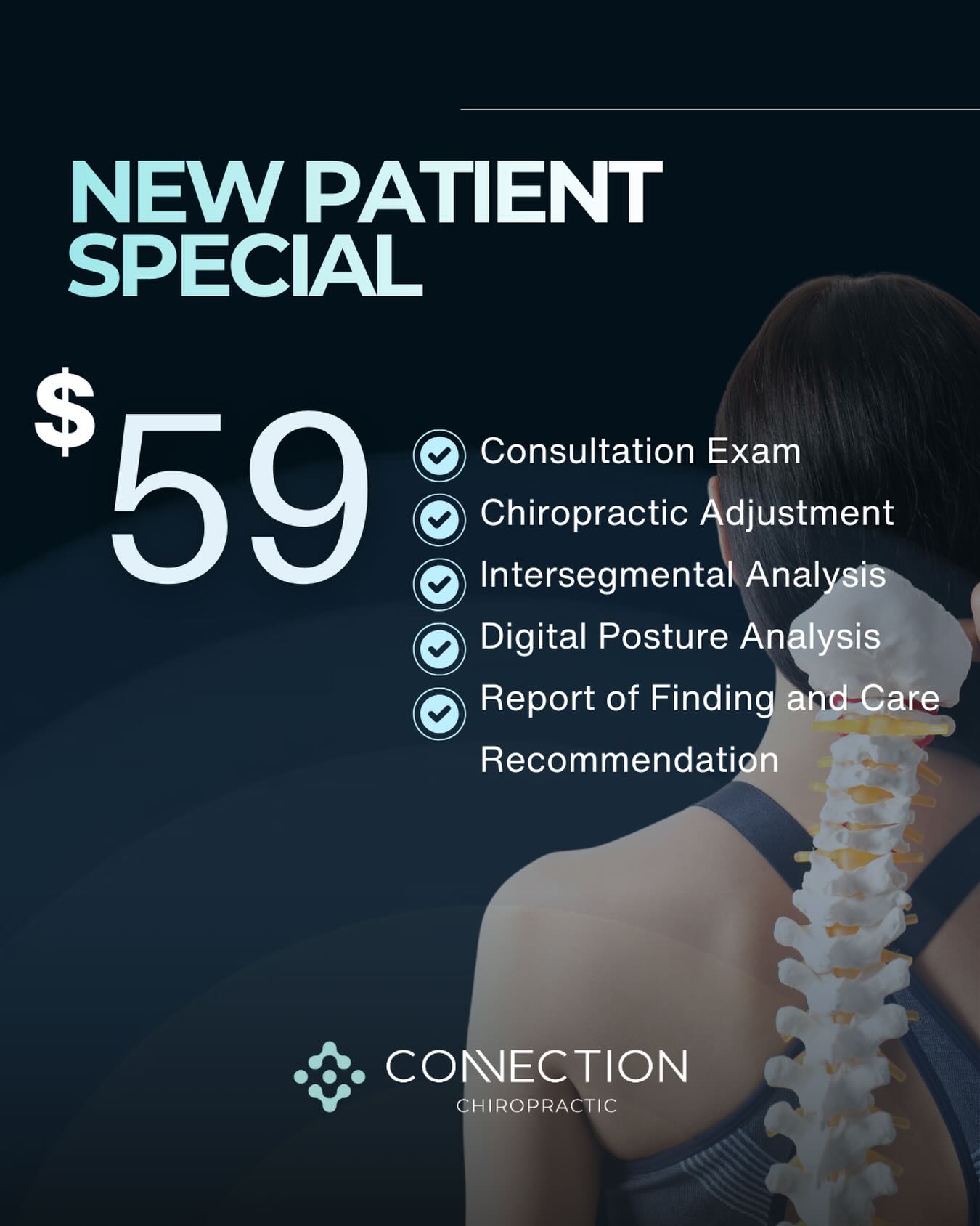 New to chiropractic care? ✨
This is your sign to start your healing journey with us at Connection Chiropractic.
Our New Patient Special is the perfect way to discover how chiropractic care can help you feel better, move better, and live better. From your first consultation to your personalized adjustment, we’re here to guide you every step of the way.
#ConnectionChiropractic #lakenonachiropractor #ChiropractorCare #PainFreeRelief