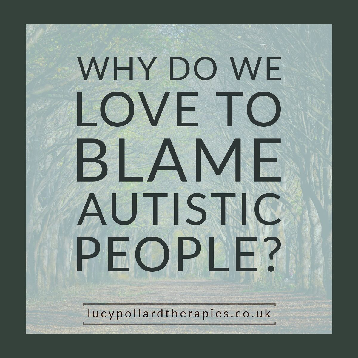 Why does society seem to place a lot of blame on autistic people?
This isn’t just a matter of opinion. Cross-cultural research shows explicit stigma and implicit bias toward autistic people (references in the comments).
This post explores some possible reasons behind this: hostile intent bias, ableism, and institutional cultures of blame all keep responsibility focused on autistic people, rather than environments.
Accommodation requires change. And let’s be honest: change is hard. It asks us to rethink long held habits, and beliefs. We can start by:
🩶Assuming good intent
🩶Ask what supports are missing that might enable someone to thrive
🩶Look at changing the environment, not the person
🩶Share responsibility
Support should start with curiosity, not judgement
Lucy Pollard Therapies