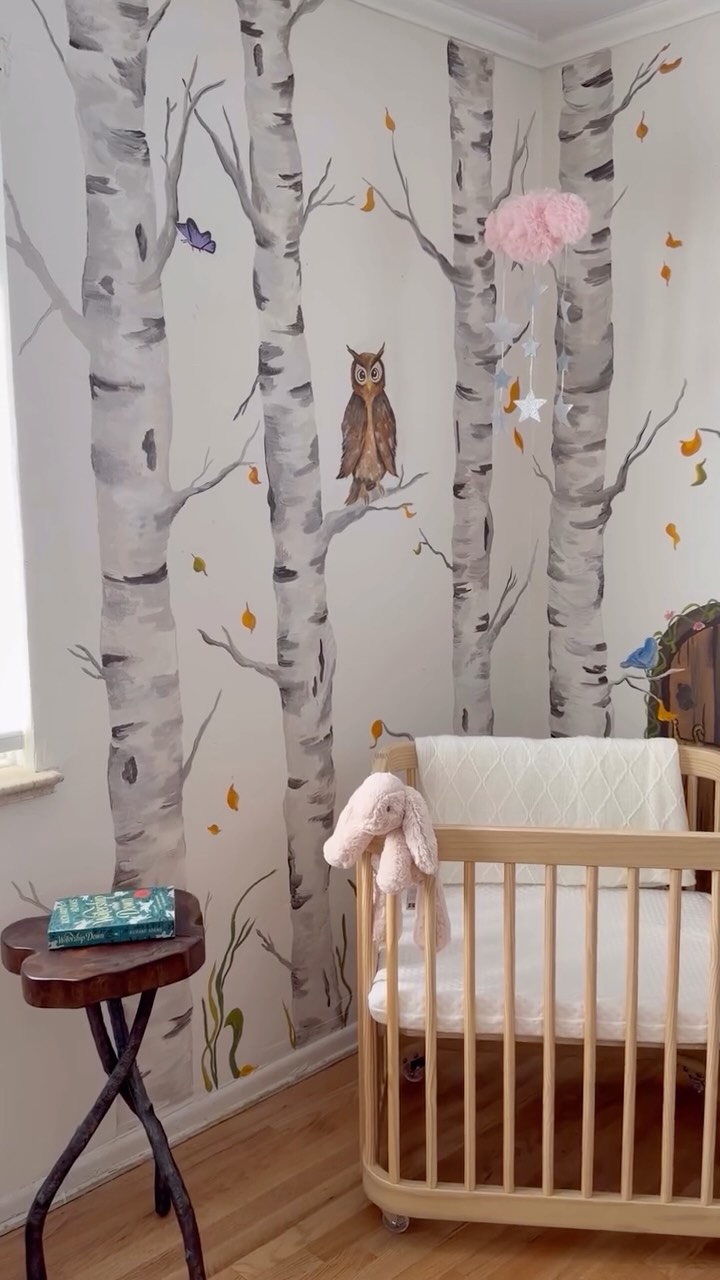 At 36 weeks pregnant, I am so happy with how the nursery has turned out! Painting this mural was my biggest project yet ✨. My goal with this room was to create a magical and imaginative space where my daughter can dream 😴. After weekends focused on painting and curating her room it is finally ready to welcome her 🥰.
#wildridgemoon #nursery #nurserydecor #nurserymural #daughtersroom #woodlandnursery
