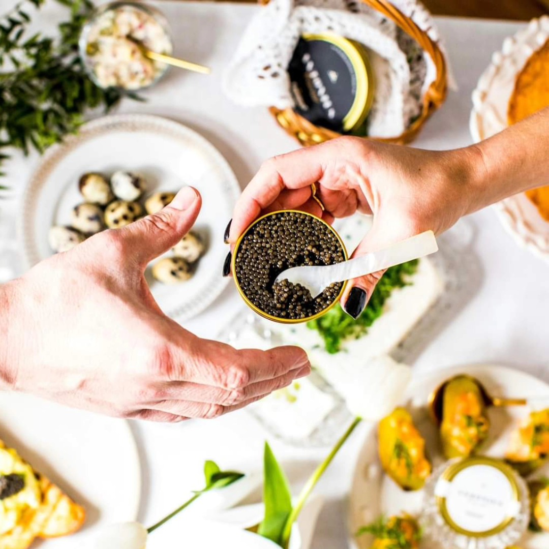 Indulging in the luxury of fine dining with a touch of caviar elegance.