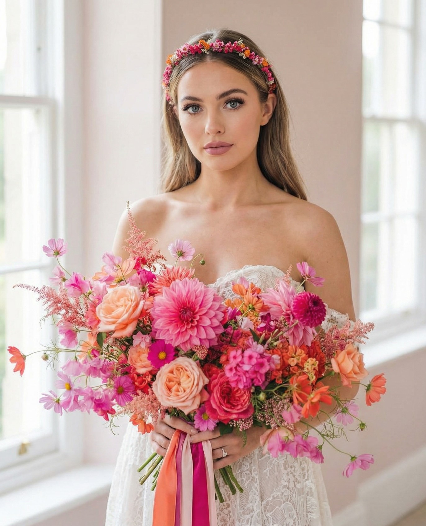 Color inspiration from our handcrafted floral crowns.
Fernanda is one of our consistent bestsellers and a favorite during the month of love, perfect for Valentine inspired celebrations.
Can you imagine this crown on your wedding day or styled beautifully for your bridesmaids?