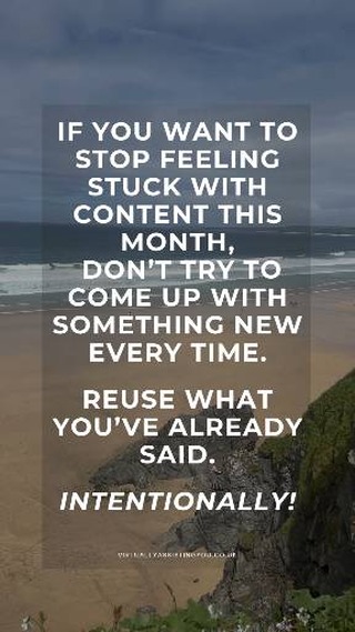 Starting from scratch each time feels like the best thing to do, right?
New post, new idea, fresh angle - because surely that’s what keeps people interested?!
But for most wellness business owners, that approach just leads to overthinking, second guessing and (sometimes) putting off posting altogether.
What actually helps is letting one clear message do more of the work ➞ sharing it in different ways, over time, so it actually lands.
That’s what takes the pressure off.
Less staring at a blank screen.
More consistency without it feeling heavy.
If you want to stop feeling stuck with content this month, don’t put pressure on yourself to reinvent the wheel every time you show up.
Most wellness business owners I speak to already have:
– valuable knowledge
– real client experiences
– thoughtful insights
But the hard way (i.e. constantly creating something brand new) drains energy fast, and makes consistency feel impossible.
The easier, more supportive approach is repetition with intention.
Letting one clear message turn into several posts.
Trusting that your audience hasn’t heard it all before.
That’s exactly why I created the Remix Guide - to help you stay visible without burning out or living in content creation mode.
💬 Comment REMIX and I’ll send you the guide for free!
Clear. Calm. Sustainable.