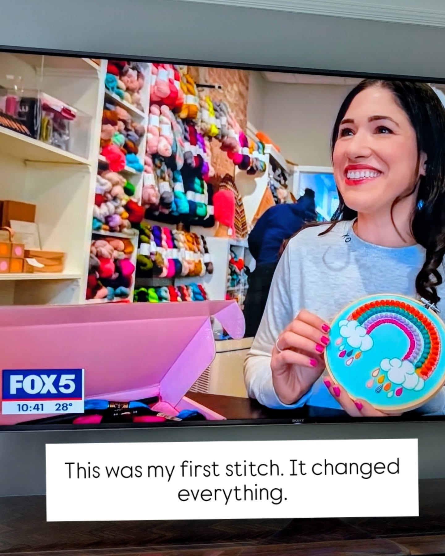 Behind every storm, there might be a rainbow…and I’m forever grateful for mine.
You may have seen me holding this rainbow hoop on @fox5ny. Here’s the story.
In 2019, I miscarried while pregnant with my second child. I felt devastated and completely alone. This rainbow was my very first embroidery project. The meaning — paired with the repetitive stitching — became my therapy.
After secondary infertility, we welcomed our daughter via IVF two years later. I stitched a second hoop in honor of her. Both now hang in her bedroom.
Last night, watching my kids see me on the news — and hearing Cora say that rainbow was “hers” (last slide 🥹) — my heart was full.
I share this because every minute someone experiences miscarriage. If this helps one person feel less alone, it’s worth it.
Be kind. You never know what someone is carrying.
Grateful to @tpriolo and @fox5ny for sharing this story. Link coming soon
#nj #nyc #embroidery #embroiderybabes #rainbowbaby