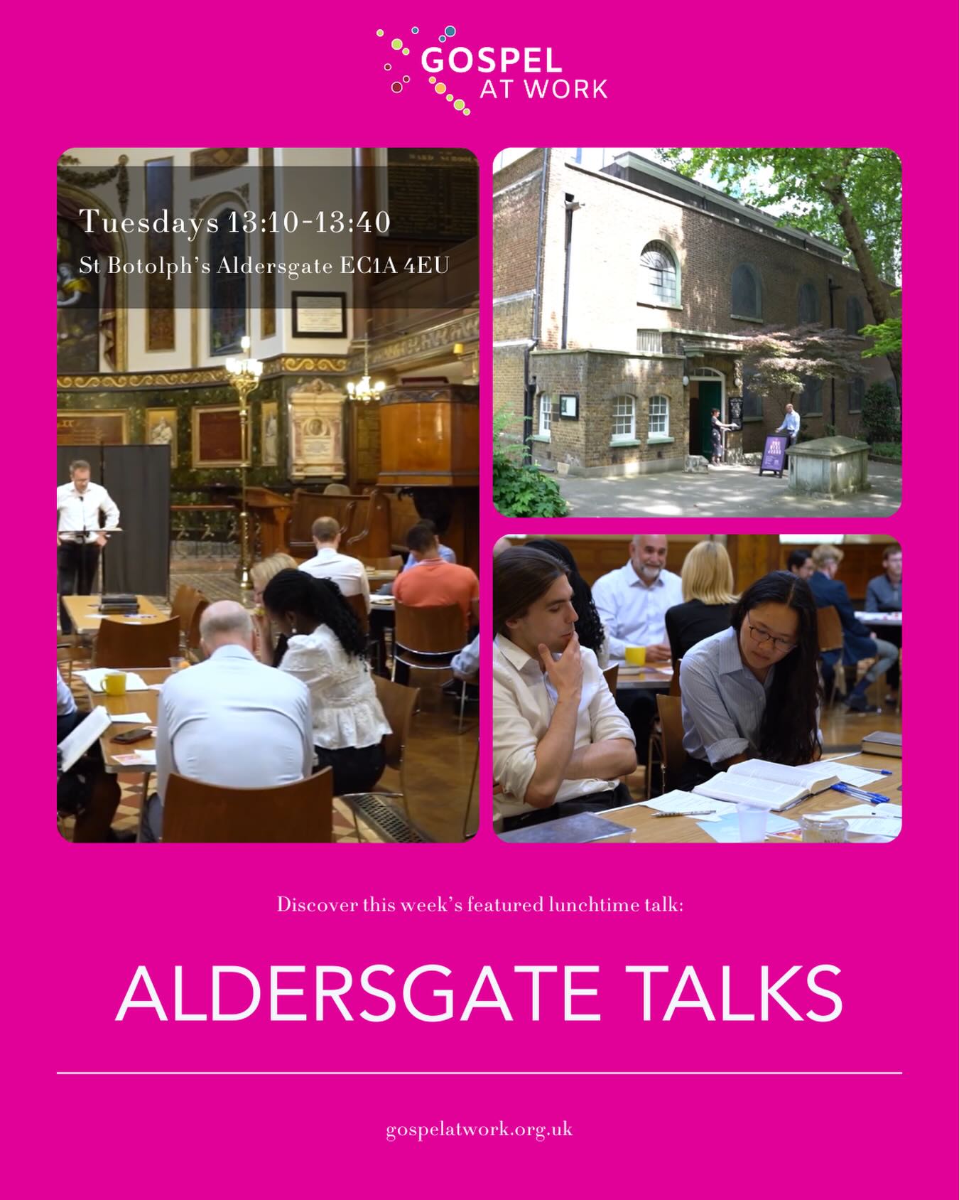 Aldersgate Talks: this weekās featured lunchtime talk
Christianity for sceptics, enquirers and believers, our current series is called āunderstanding the times we live inā.
š 10 Feb, the response (Acts 2:37-41)
š 17 Feb, the church (Acts 2:42-47)
š 24 Feb, vision day (1 Corinthians 15:58)
This series is followed by some exciting spring events:
šØļø 3 March, Real Lives interview
š§Ŗ 10 March, Science with Professor Richard Buggs
View the term card: https://www.aldersgatetalks.org/wp-content/uploads/2026/01/A-Term-Card-Jan-2026-2.png
ā Tuesdays 13:10-13:40
šSt Botolphās Aldersgate (EC1A 4EU)
āļø glen.burns@aldersgatetalks.org
š Prayer meetings on Tuesdays 08:10-08:45
š aldersgatetalks.org
If you work in the area, weād love to meet you!
#aldersgate
#lunchtimetalk
#lunchbreak
#london
#faithatwork