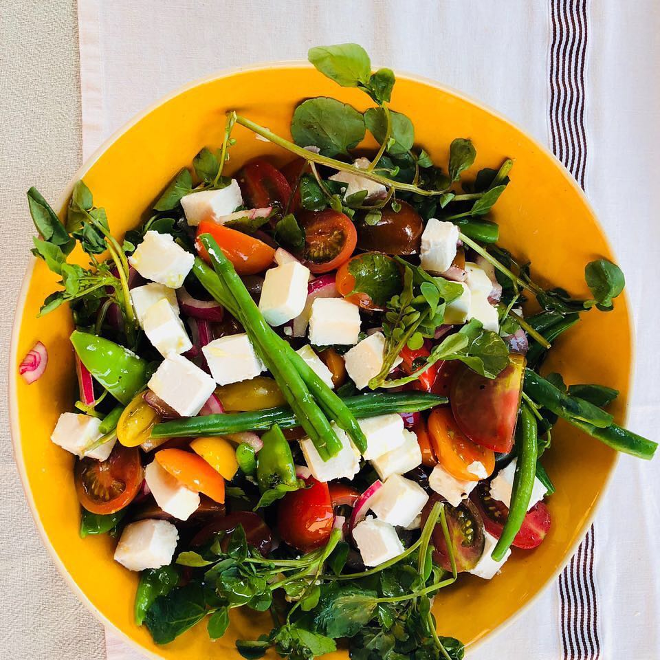 Watercress, mange tout,green beans, feta and cherry tomatoes#foodporn #lovefood #foodislife #foodstagram #gayman