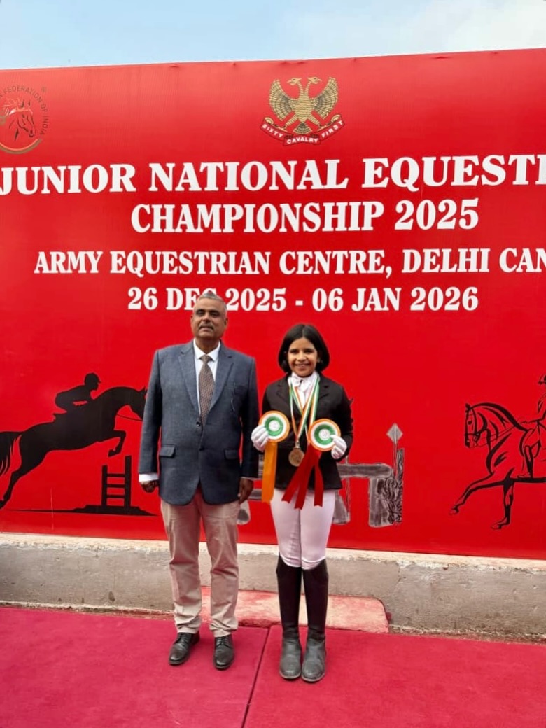 Aurum Tokas of Mount Carmel School, Anand Niketan shines at the Junior National Equestrian Championship, winning 🥇 Gold in Show Jumping and 🥉 Bronze in Dressage at the Army Equestrian Centre.
#MountCarmelSchool #ProudMoment #AurumTokas #EquestrianChampion #ShowJumping #Dressage #StudentAchievement