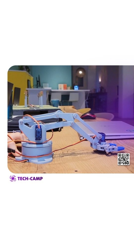 Vom Basteltisch zur Mini-Fabrik
Unser DIY-Roboterarm greift, hebt und sortiert. Komplett selbst gebaut & programmiert.
Nächater Schritt: Automatisierung
#Robotics #Elektrotechnik #TechCamp #Maker #STEM