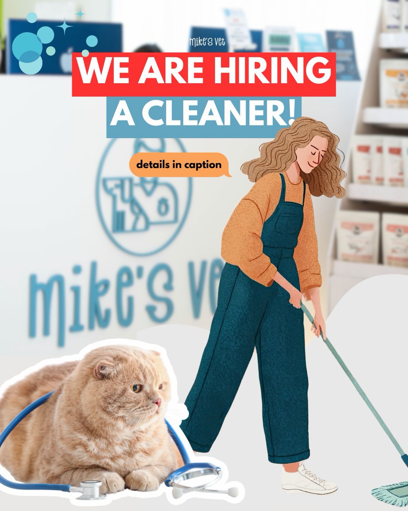 ‼️ We’re Hiring: Cleaner 🧼🐾
📍Dubai 🇦🇪
We’re looking for a reliable cleaner to join Mike’s Vet!
Key Responsibilities:
- Maintain high standards of cleanliness and hygiene throughout the clinicClean and disinfect consultation rooms, treatment areas, kennels, and common spaces
- Follow strict sanitation protocols
- Handle cleaning supplies and equipment safely and responsibly
- Support the team in maintaining a safe and welcoming environment
Requirements:
- Previous cleaning experience in a veterinary clinic or daycare facility is required
- Knowledge of hygiene and infection control standards
- Reliable, organized, and attentive to detail
What We Offer:
- Competitive salary package
- Stable, long-term position
- Supportive and professional working environment
- Opportunity to grow within a reputable clinic
📩 Apply now: send your CV to -
reception@mikesvet.com
We look forward to welcoming the right candidate to our team 🩵
#hiring #dubaijobs #cleanerjobs #dubaijobs #vetclinicdubai