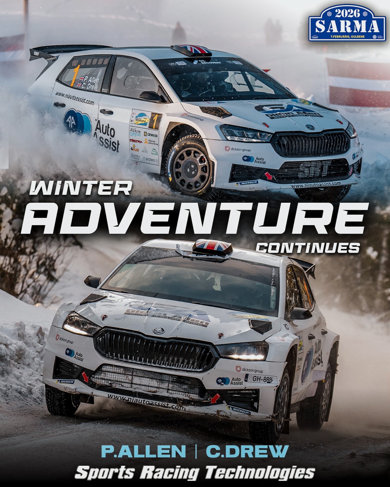 The winter adventure continues this weekend in Gulbene โ๏ธ
#SRT #SportsRacingTechnologies #SuspensionLaboratory #RallySarma #PhilipAllen