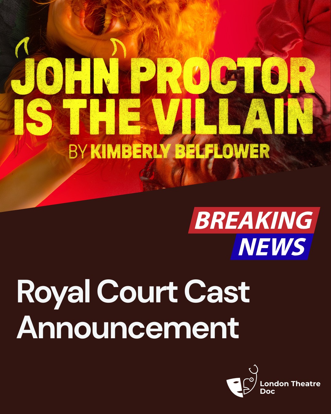 Cast announced for the UK transfer of John Proctor is the Villain at the Royal Court — and it’s a lineup to watch. Raw drama, powerhouse performances, and a production destined to spark conversation. Link in Bio