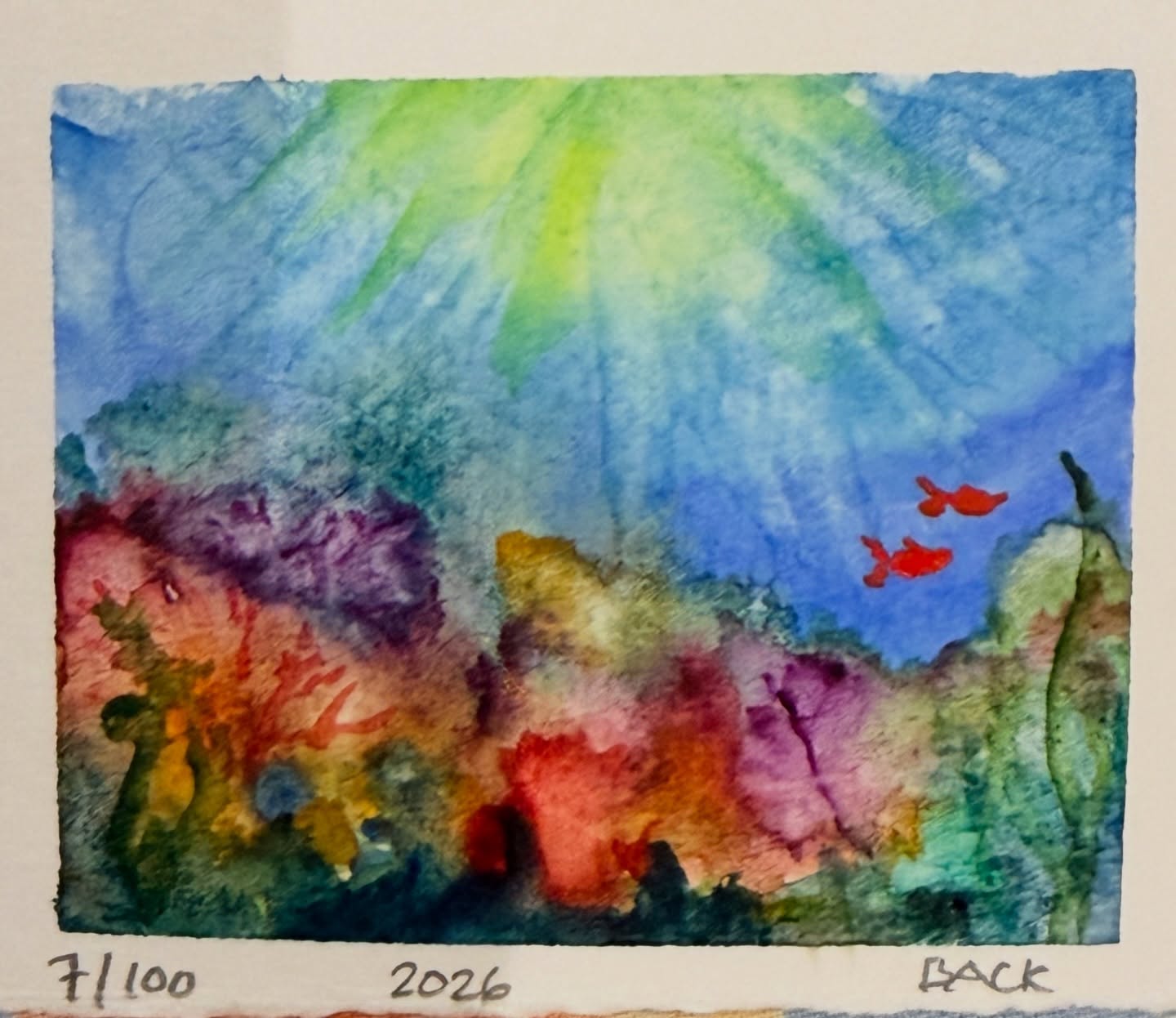I challenged myself this year to do @hellolovelypeople_ ´s 100 tiny paintings. Painting 7/100 is a coral reef which hides many sea caves. Eels, Sharks and other sea creatures love hiding in them.
#opusartsupplies
#opusdailypractice
#100tinypaintings
#watercolourartist
#vancityartist
