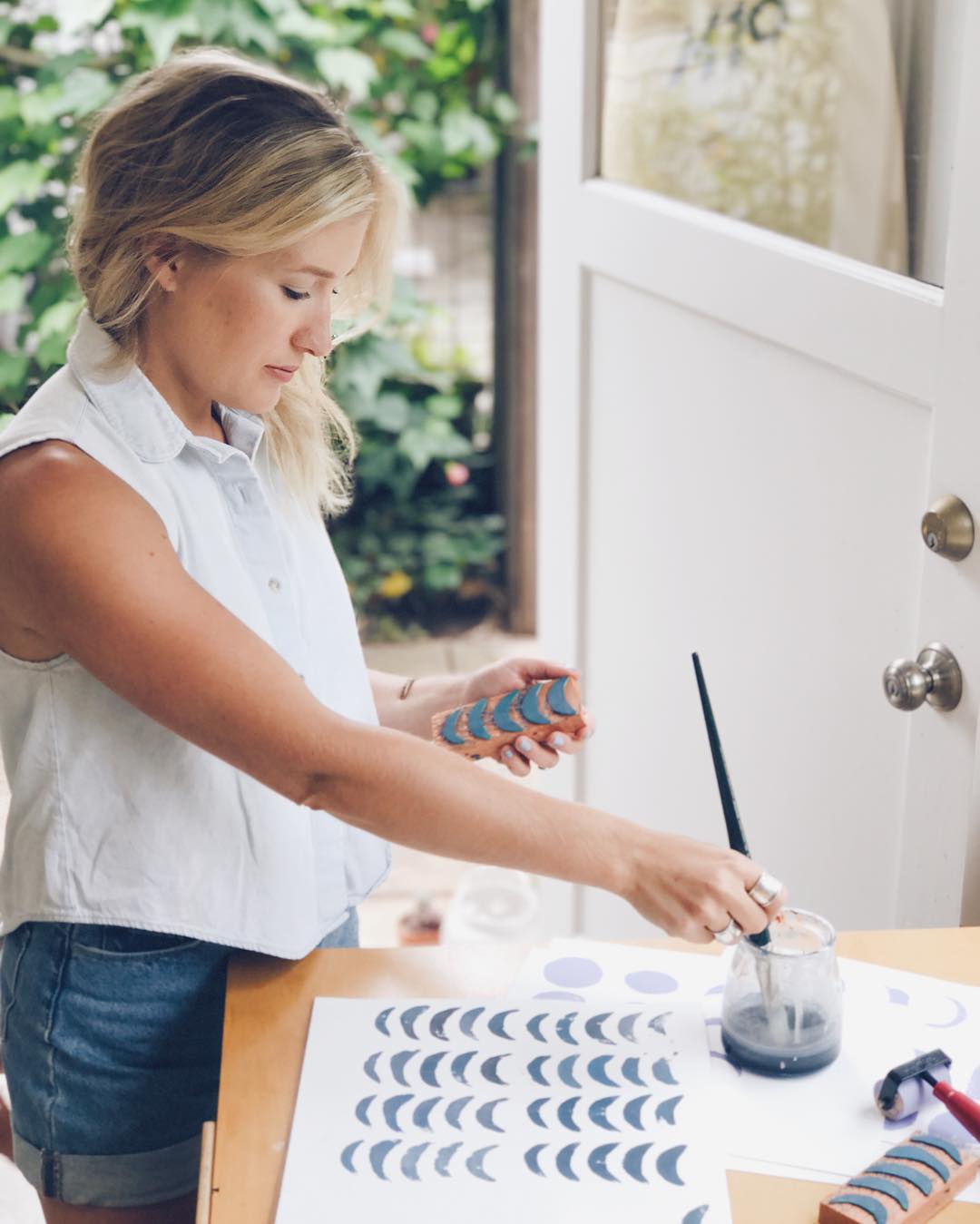 Creating patterns with handmade stamps for #minted #fabricfrenzy