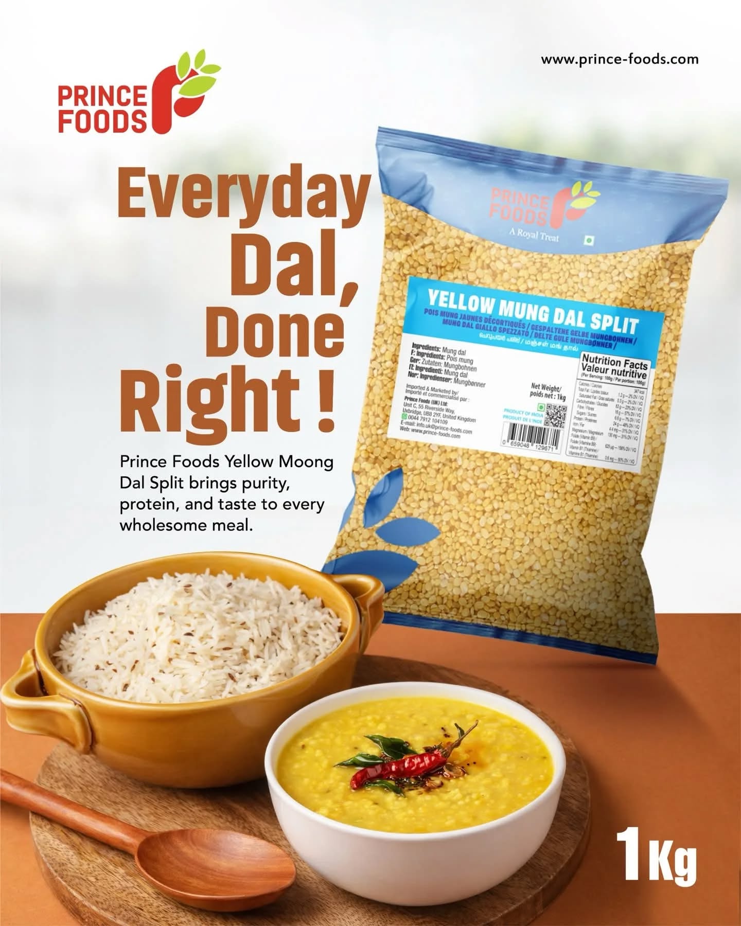 Fuel your day with the good stuff! 💪
Our Yellow Mung Dal Split is packed with protein and wholesome goodness to keep you going. 🌿
Purity you can trust, taste you’ll love.
Healthy eating, done right.
#PrinceFoods #HealthyLiving #proteinpower