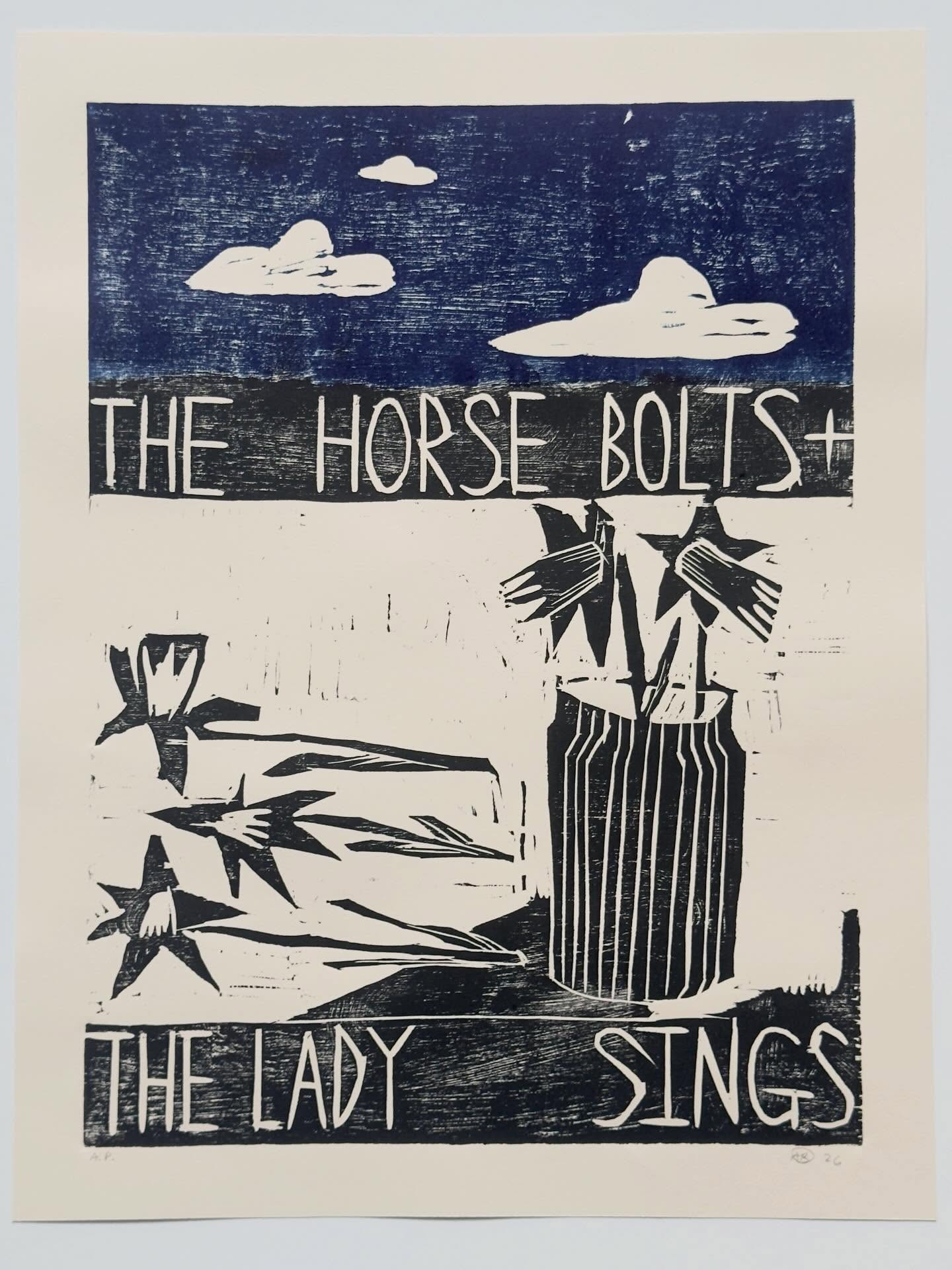 ‘The horse bolts + the lady sings’
woodcut on paper, 35x46cm (paper size), 2026
#inkonpaper #woodcutprint #daffodils #welshart #printmakersofinstagram