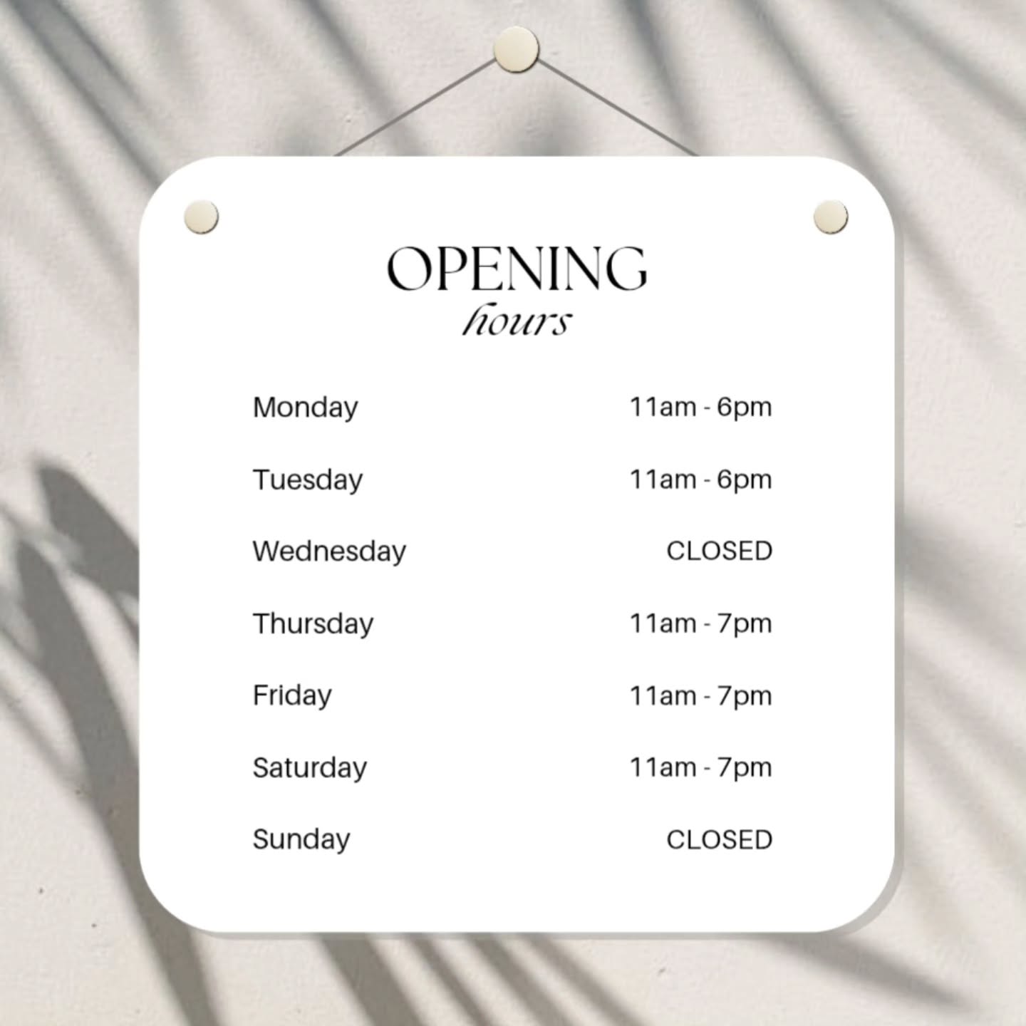 Happy Monday everyone! Here is our opening hours! We have progress so much this couple of weeks! We are so exited for you guys to come see the new shop! 🫶