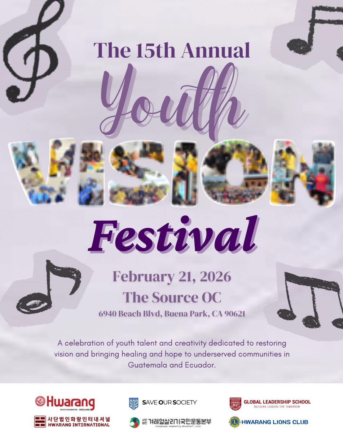 Join us at the Youth Vision Festival! 👁️
This youth-led event is more than just a festival, it’s a chance to make a real impact. Every contribution helps fund cataract surgeries and restore sign for individuals who lack access to eye care. Come join us at:
📍The Source OC (6940 Beach Blvd, Buena Park, CA 90621)
#youthleaders #communityinitiative #hwarangyouthfoundation #화랑청소년재단