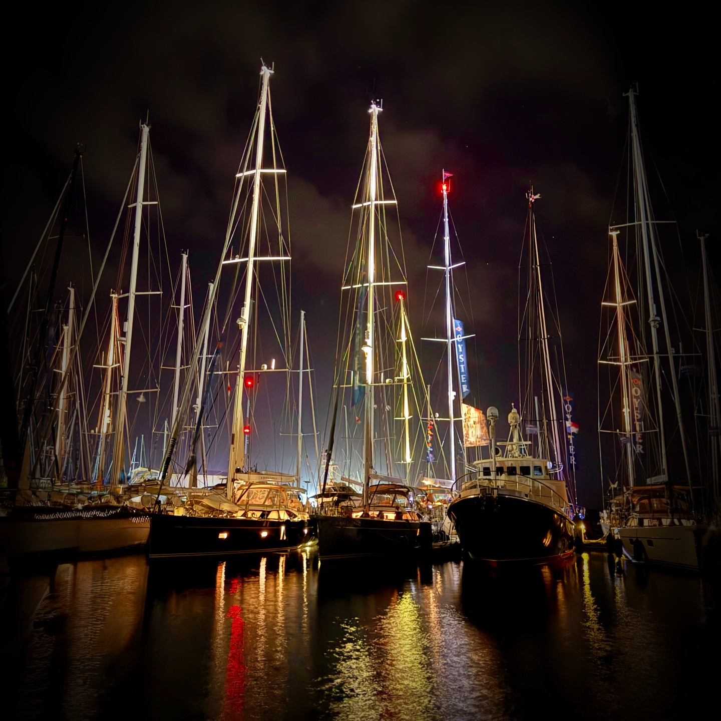 Another cool shot from last night!
When all the mast lights flip on at once, the marina turns into a floating Manhattan — but quieter, friendlier, and way better views. Hard to complain when your skyline rocks gently and comes with salt air.
I actually have lights like this for my mast, stowed away somewhere in the bilge. The issue is, on my boat, it’s aesthetics versus battery usage. As I do not have a super yacht, the choice is: do I want to look like a cool floating Christmas miracle (yes), or do I want Starlink and TV (yes more)?! Brian needs his C Span. Kidding! Or am I?! 🤔
These are the real-life tough choices we boat owners have to make on a daily basis.... 😂
Days Sober: 2,248