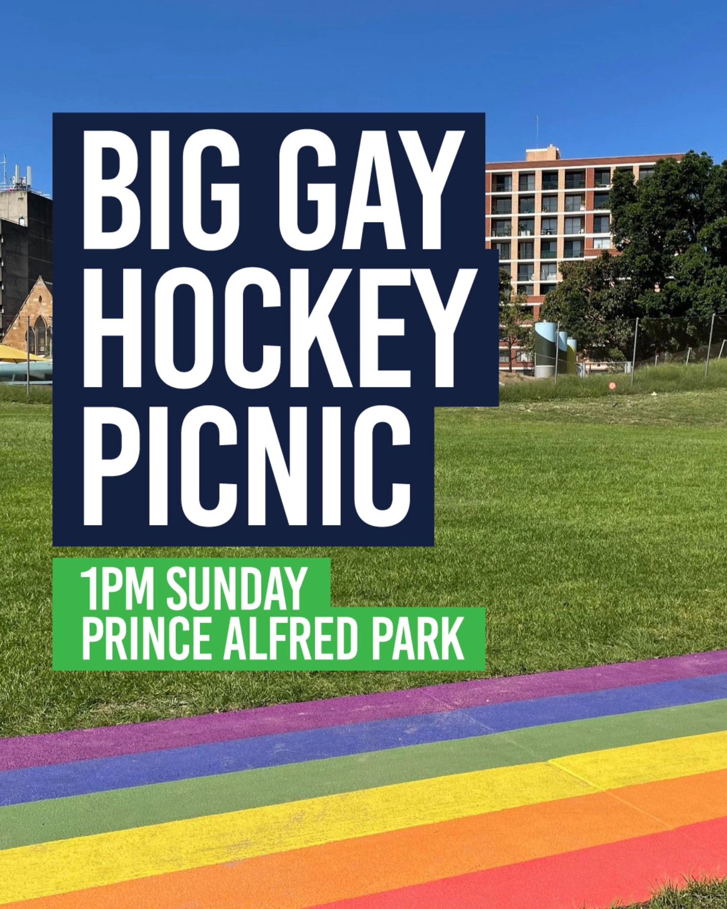 Join us this Sunday for our Big Gay Hockey Picnic! A fun, welcoming & laid-back day in the park. Meet new and returning players and hang out before the season kicks off.
It’s the perfect time to bring along anyone who might be interested in joining the Bentstix family: friends, family, partners, pets and children are all welcome!
Bring your own drinks, food, picnic blankets and games. We'll also have some fun activities planned.
*In the event of wet weather we will move to Brewdog South Eveleigh.