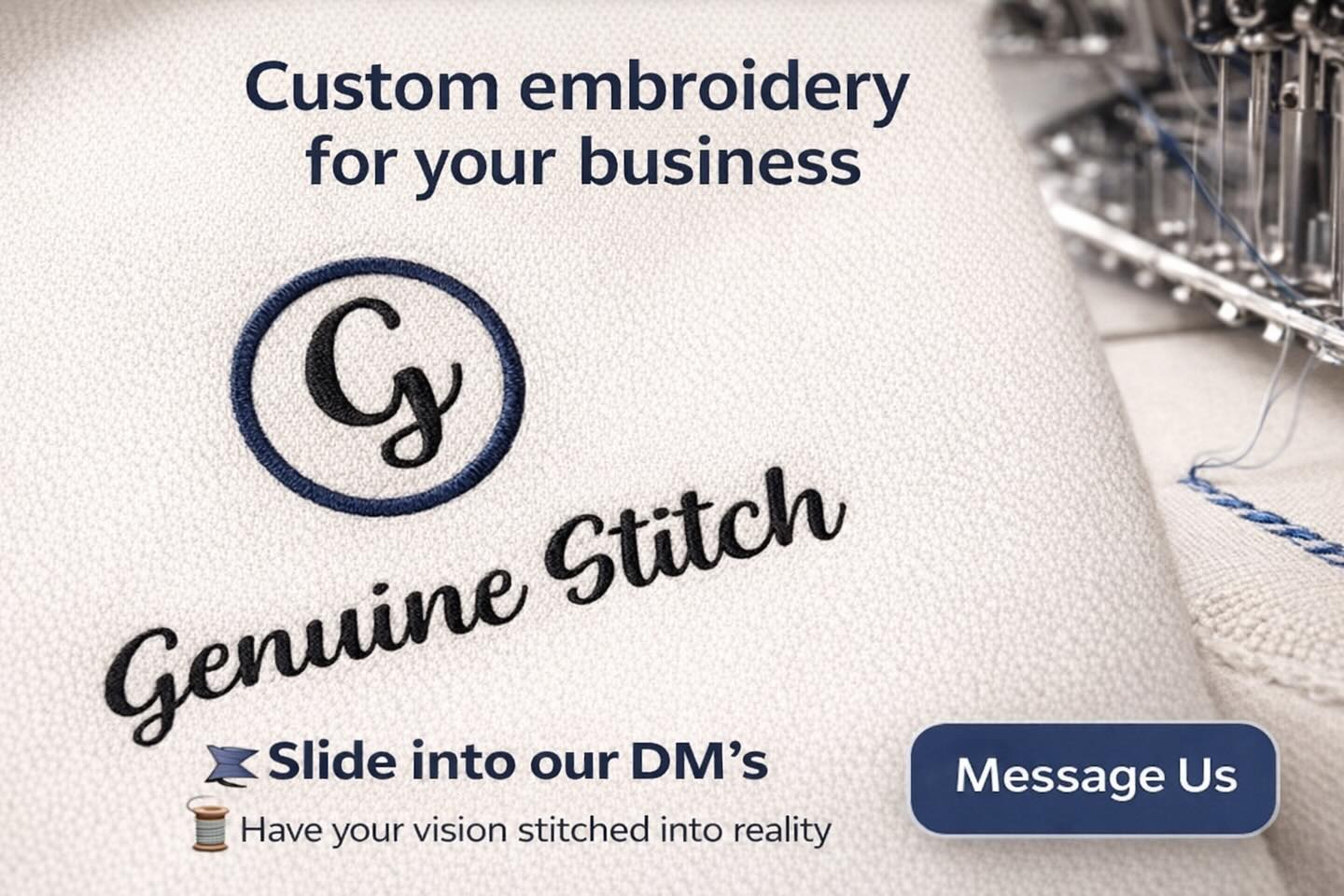 From logos to branded apparel, we help businesses turn ideas into pieces they’re proud to wear.
✨ Custom embroidery
✨ Clean, professional finishes
✨ Made with care, every stitch
Slide into our DMs and have your vision stitched into reality.
#GenuineStitch #CustomEmbroidery #BrandedApparel #SmallBusinessBranding #BusinessMerch
Info@genuinestitch.com
973-713-1974