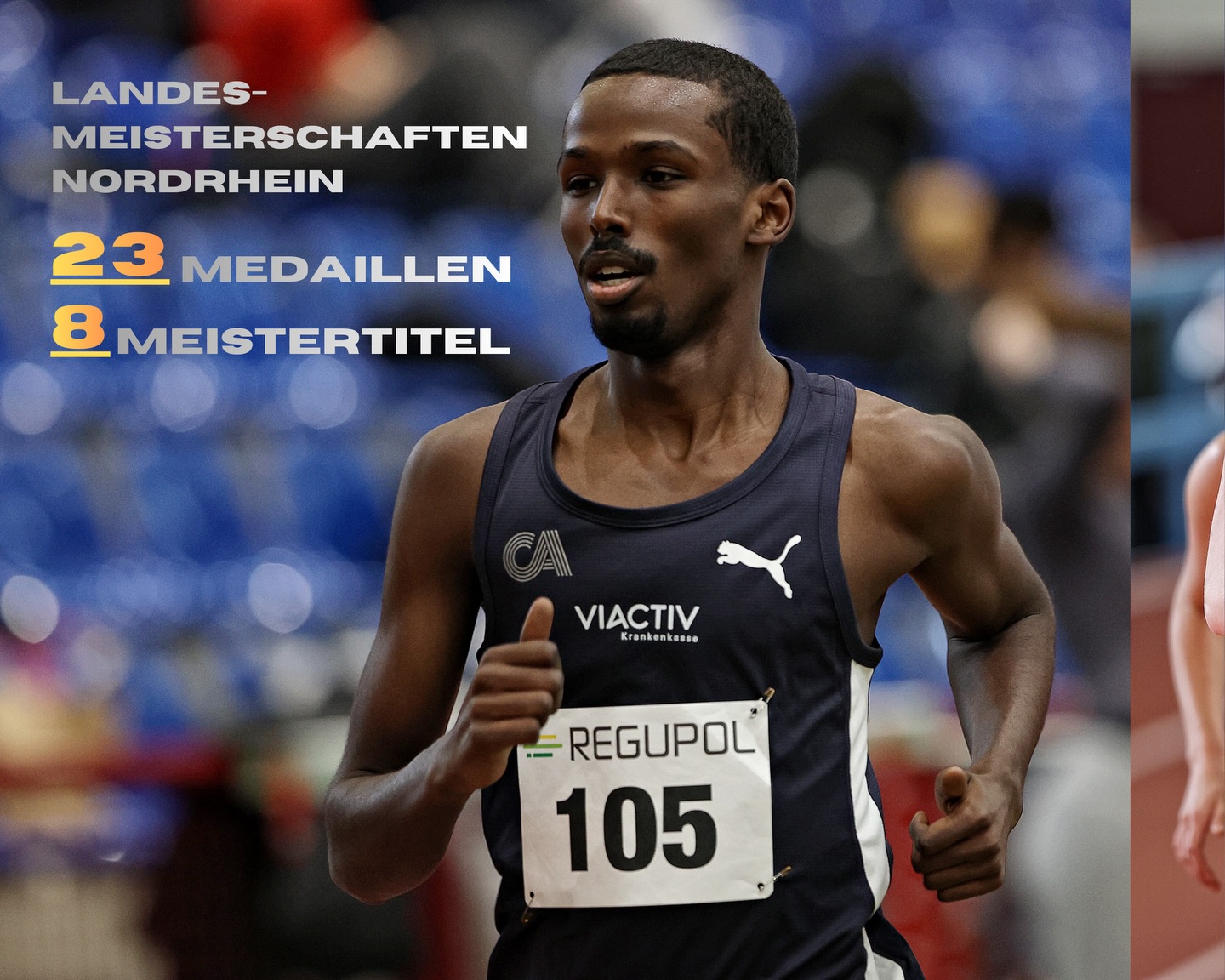 What a weekend! CA bei den Landesmeisterschaften Nordrhein 2026
Am 31.1./1.2.26 fanden in Leverkusen die Nordrhein-Meisterschaften Halle und Winterwurf für drei Wettkampfklassen statt: Männer und Frauen sowie U20 und U18. Mit insgesamt 23 Medaillen war Cologne Athletics in vielen Disziplinen bei den Siegerehrungen präsent, acht Titel vergoldeten die diesjährige Winter-Meisterschaft im Landesverband Nordrhein.
Der gesamte Bericht ist auf unserer Homepage www.cologne-athletics.de/news zu lesen. Unten aufgelistet ist, wer auf den Bildern zu sehen ist:
Bild 1:
Yassin Abdilaahi, 3000m (Männer), 8:24,52 Minuten, Platz 4️⃣ und B-Norm für die DM Ende Februar.
Bild 2 (links):
Elisabeth Olding, 3000m Gehen (Frauen), 17:32,22 Minuten, 🥇 für sie.
Bild 2 (rechts):
Lea Sophie Benzin
60m (Frauen), 7,55 Sekunden (PB), 🥉 für sie und DM B-Norm
200m (Frauen), 24,49 Sekunden, 🥉 für sie und DM B-Norm
Weitsprung (Frauen), 5,67 Meter, Platz 5️⃣
Bild 3:
Natalie Füllgraf
800m (Frauen), 2:09,68 Minuten (PB), 🥇 für sie und DM A-Norm
1500m (Frauen), 4:21,53 Minuten, 🥈 für sie und DM A-Norm
Bild 4:
Vera Coutellier
1500m (Frauen), 4:21,44 Minuten, 🥇 für sie und DM A-Norm
3000m (Frauen), 9:17,11 Minuten, 🥇 für sie
Bild 5 (links):
Romy Päffgen
60m (W U20), 8,00 Sekunden, Platz 4️⃣
200m (W U20), 25,75 Sekunden, Platz 6️⃣
4x200m (W U20), 1:45,37 Minuten, Platz 5️⃣ und U20-DM-Norm
Bild 5 (rechts):
Mikko Jonas Pirsig
200m (M U20), 22,67 Sekunden (PB), 🥉 für ihn und U20-DM-Norm
Weitsprung (M U20), 6,60 Meter (PB), 🥇 für ihn
Bild 6 (links):
Jana Njegovan
800m (Frauen), 2:10,35 Minuten (PB), 🥈 für sie und DM A-Norm
Bild 6 (rechts):
Berit Janowitz
800m (Frauen), 2:11,84 Minuten, 🥉 für sie und DM B-Norm
Bild 7:
Yara Böhmer
Dreisprung (Frauen), 13,09 Meter (PB), 🥈 für sie und DM A-Norm
Bild 8:
Tom Schwartz
60m (M U18), 7,14 Sekunden (PB), Platz 5️⃣
200m (M U18), 22,58 Sekunden (PB), 🥈 für ihn und U20-DM-Norm
4x200m (M U18), 1:31,52 Minuten, 🥈 für ihn und U20-DM-Norm
Bild 9:
Anfeuerkollonne mit Simon Delzepich (rechts)
Hammerwurf (Männer), 46,63 Meter, 🥉 für ihn
📸 @dirkgantenberg
#statechampionship #athletics #köln #teamCA #trackandfield