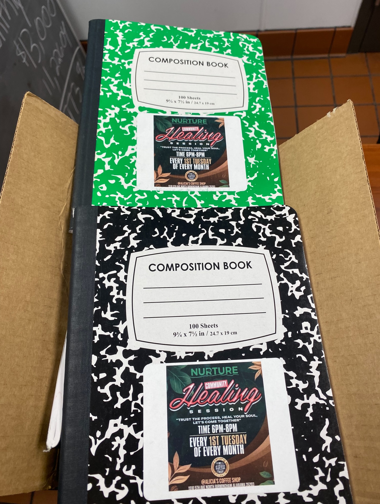 One of our community members notice at our February healing sessions we needed pens and paper. Saturday she bought a box of pens a notebooks to the shop. She not only gave us notebooks she put a friendly reminder for us all. Thank you for always making sure we have everything to succeed. There is no coffee shop without community. Join is March 3rd for a two part healing sessions. First hour is with Nuture and the second half will be a Narcan training.